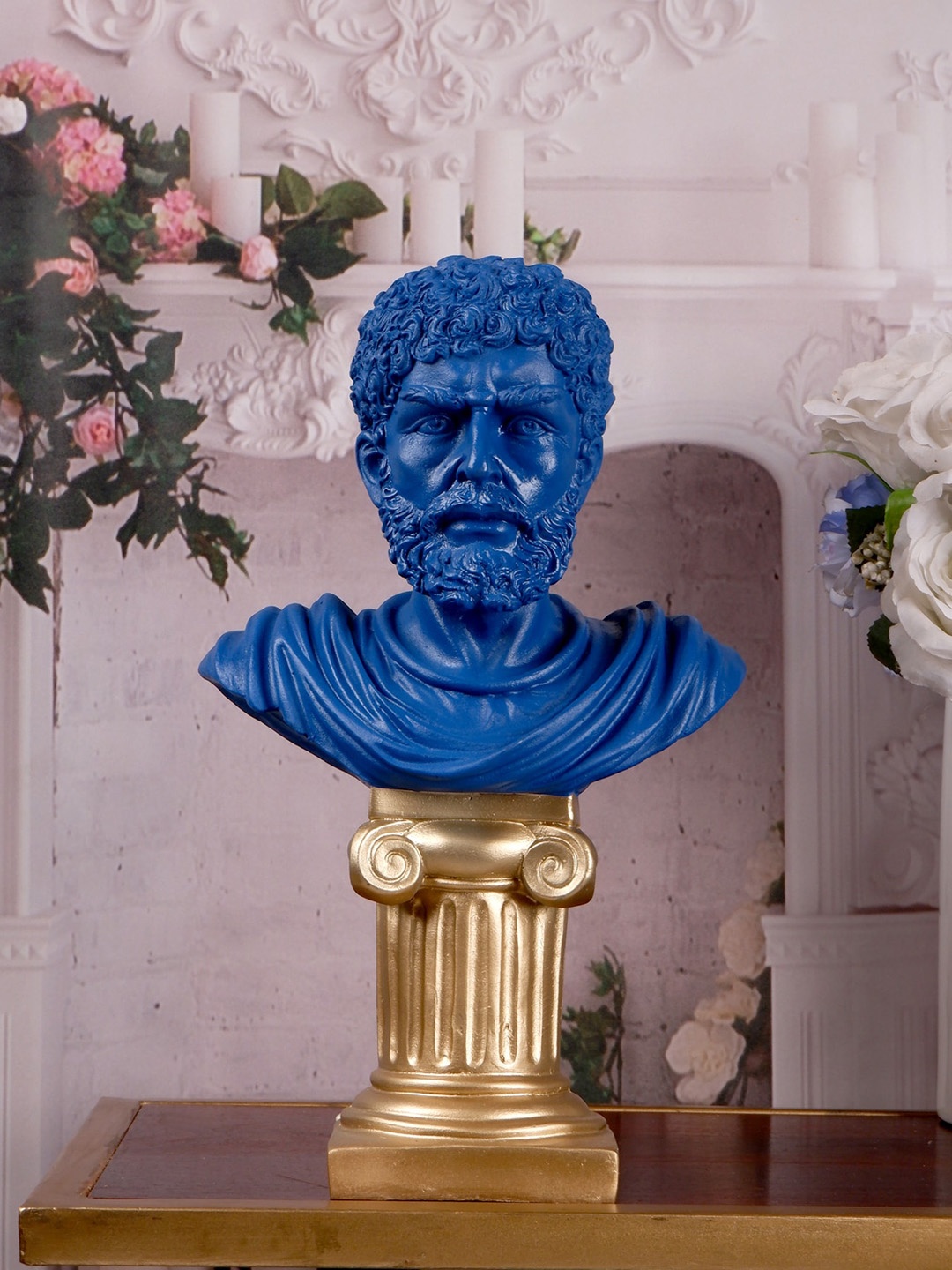 

THE WHITE INK DECOR Blue & Golden Textured Serenity Figurine Medium Showpiece