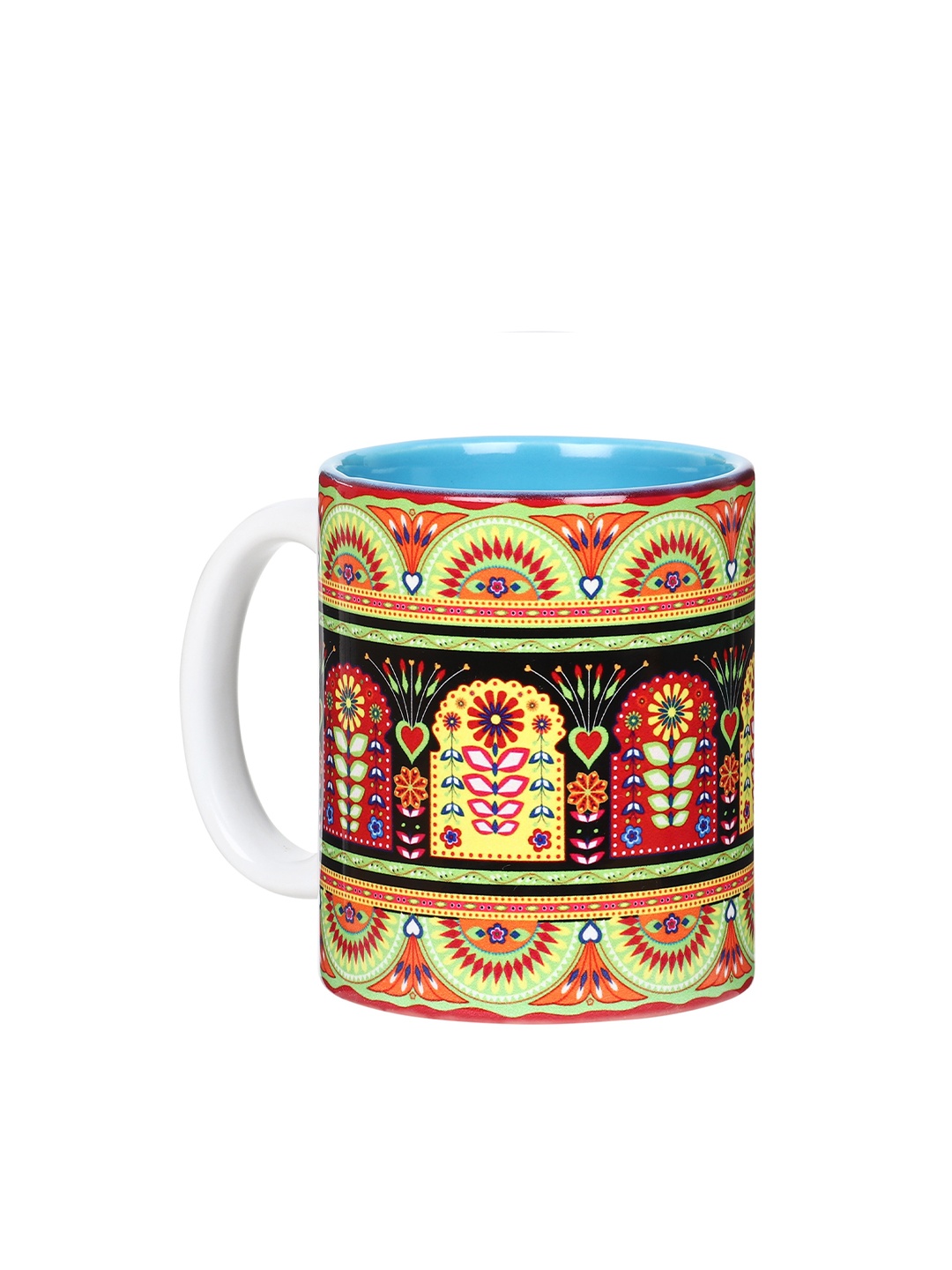 

KOLOROBIA Green & Red Printed Ceramic Glossy Mug 325 ml
