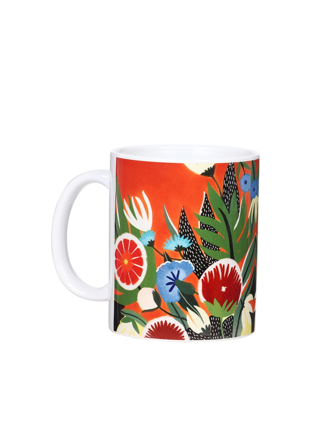 

KOLOROBIA Red & White Printed Ceramic Dishwasher Safe Glossy Mug 325 ml