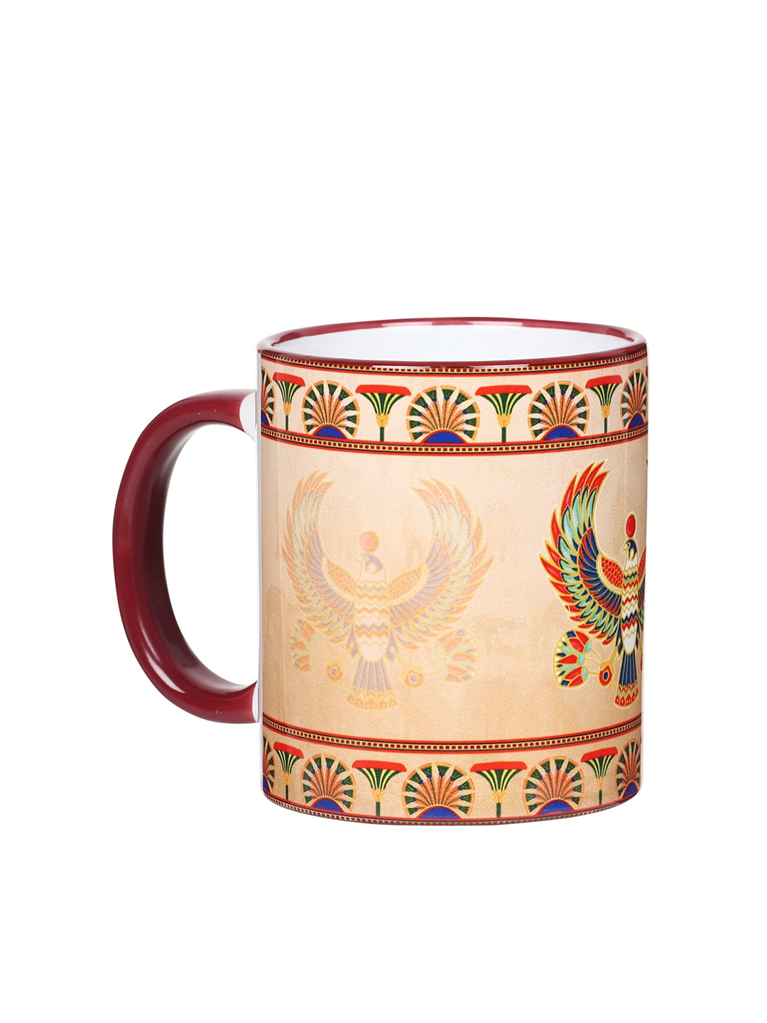 

KOLOROBIA Cream & Green Printed Ceramic Glossy Fashion Mug
