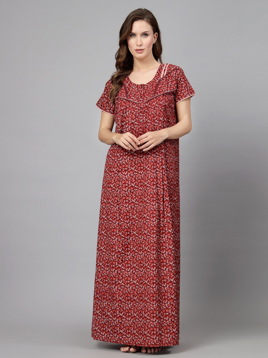 

Sweet Dreams Floral Printed Maxi Nightdress, Maroon