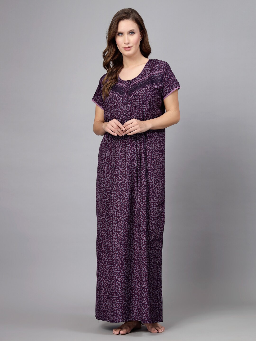 

Sweet Dreams Purple Floral Printed Maxi Nightdress