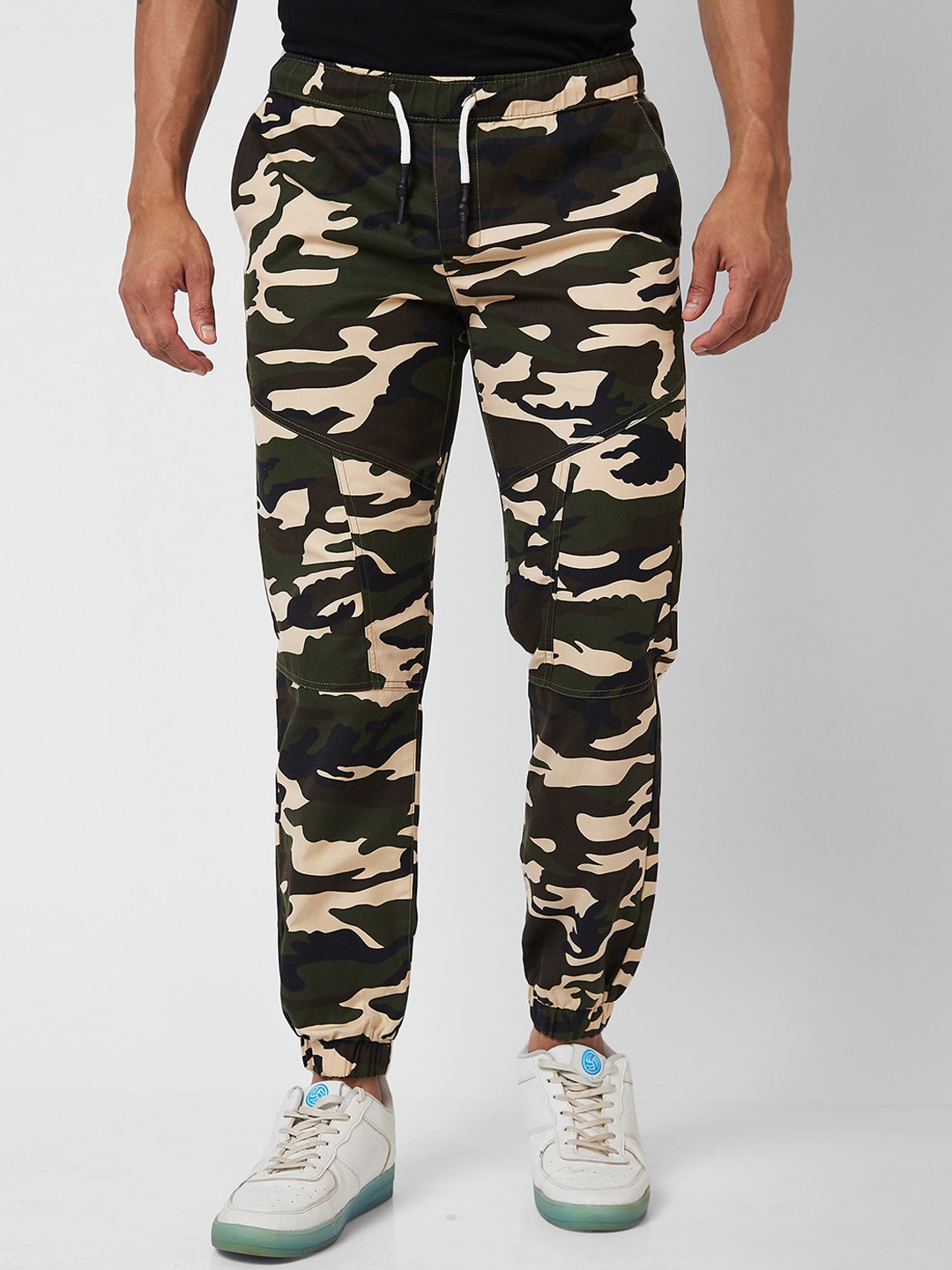 

VASTRADO Men Classic Camouflage Printed Cotton Joggers, Green