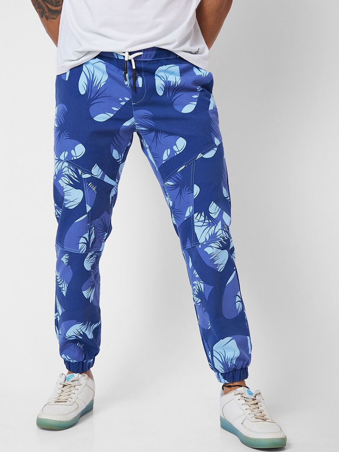 

VASTRADO Men Printed Classic Cotton Joggers, Blue