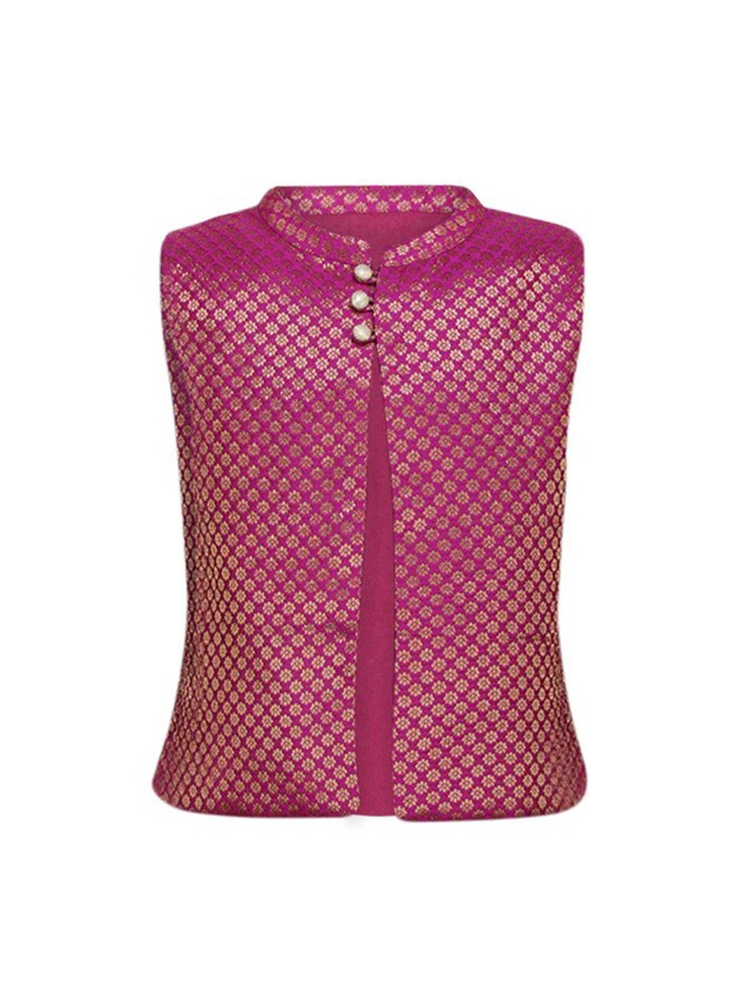 

A Little Fable Boys Woven Design Mandarin Collar Nehru Jacket, Purple