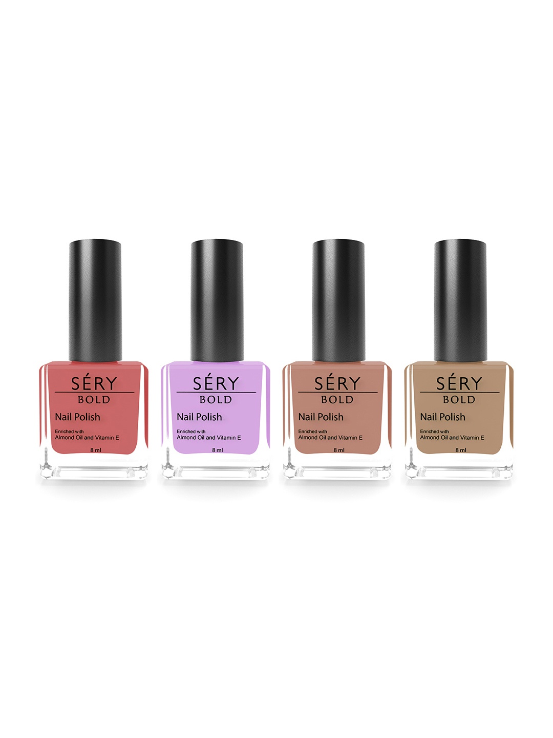 

SERY Set of 4 Bold Quick-Dry & Long-Lasting Nail Polish - Simply Flawless SMNP-01, Multi