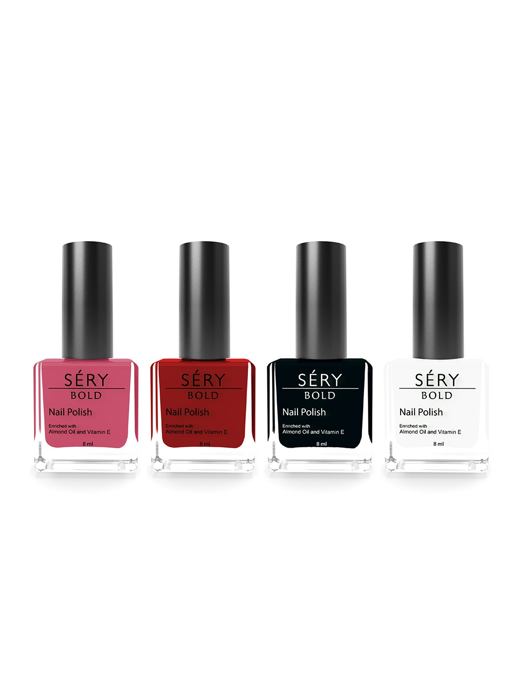 

SERY Set of 4 Bold Quick-Dry & Long-Lasting Nail Polish - Beautifully Bold SMNP-04, Multi