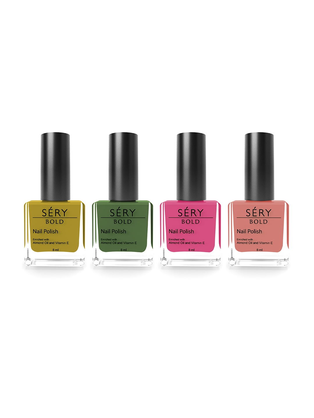 

SERY Set of 4 Bold Quick-Dry Long-Lasting High-Shine Nail Polish - Subtle Glamour SMNP-03, Green