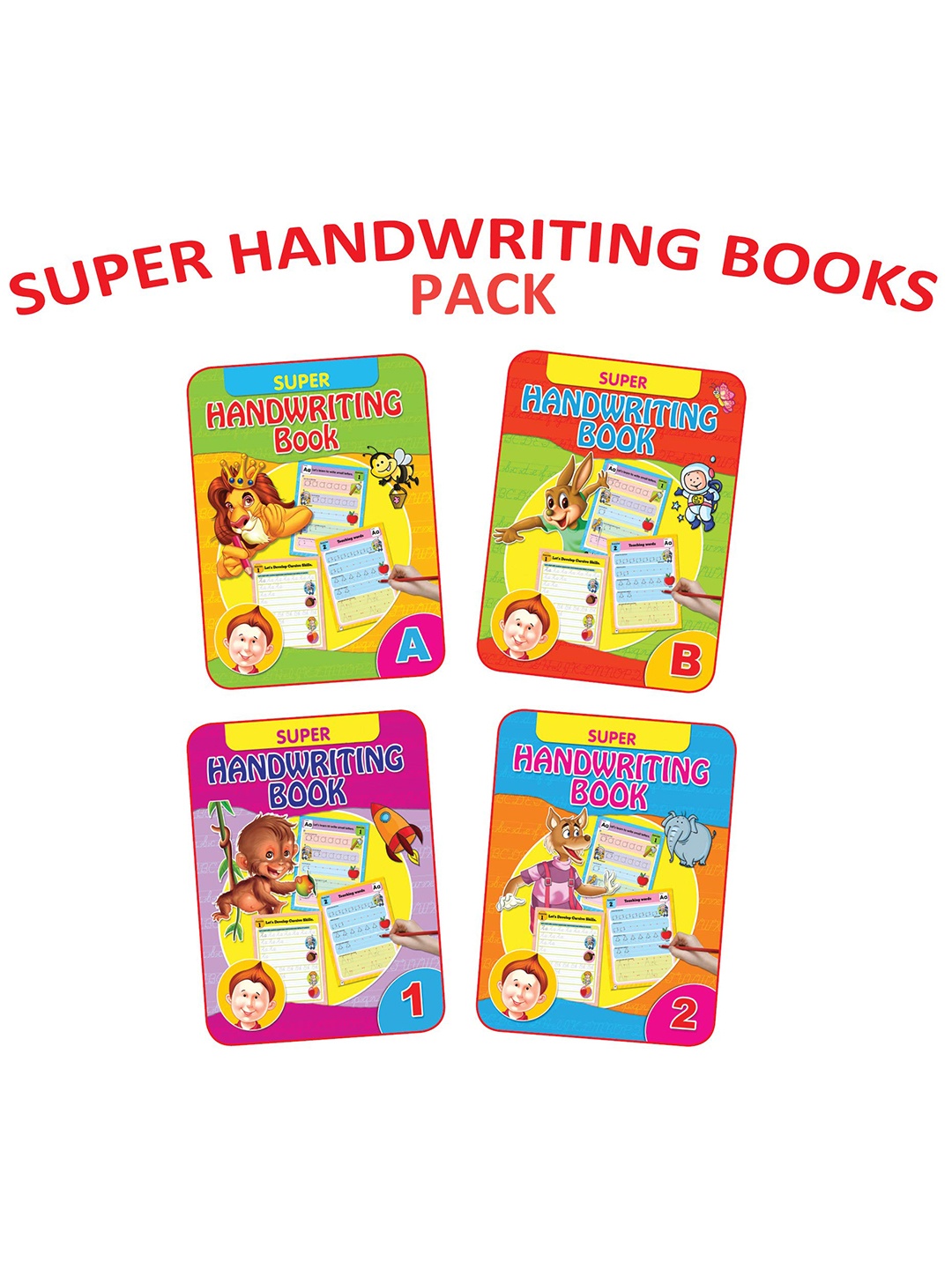 

Dreamland Kids 4Pcs Super Handwriting Books Part- 1, Red