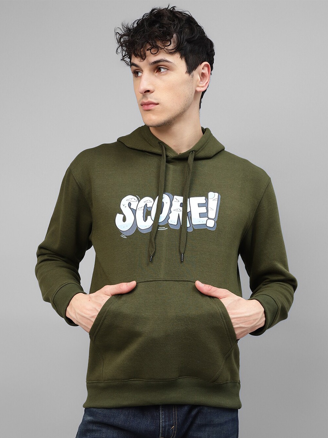

Kook N Keech Typography Printed Hooded Sweatshirt, Olive