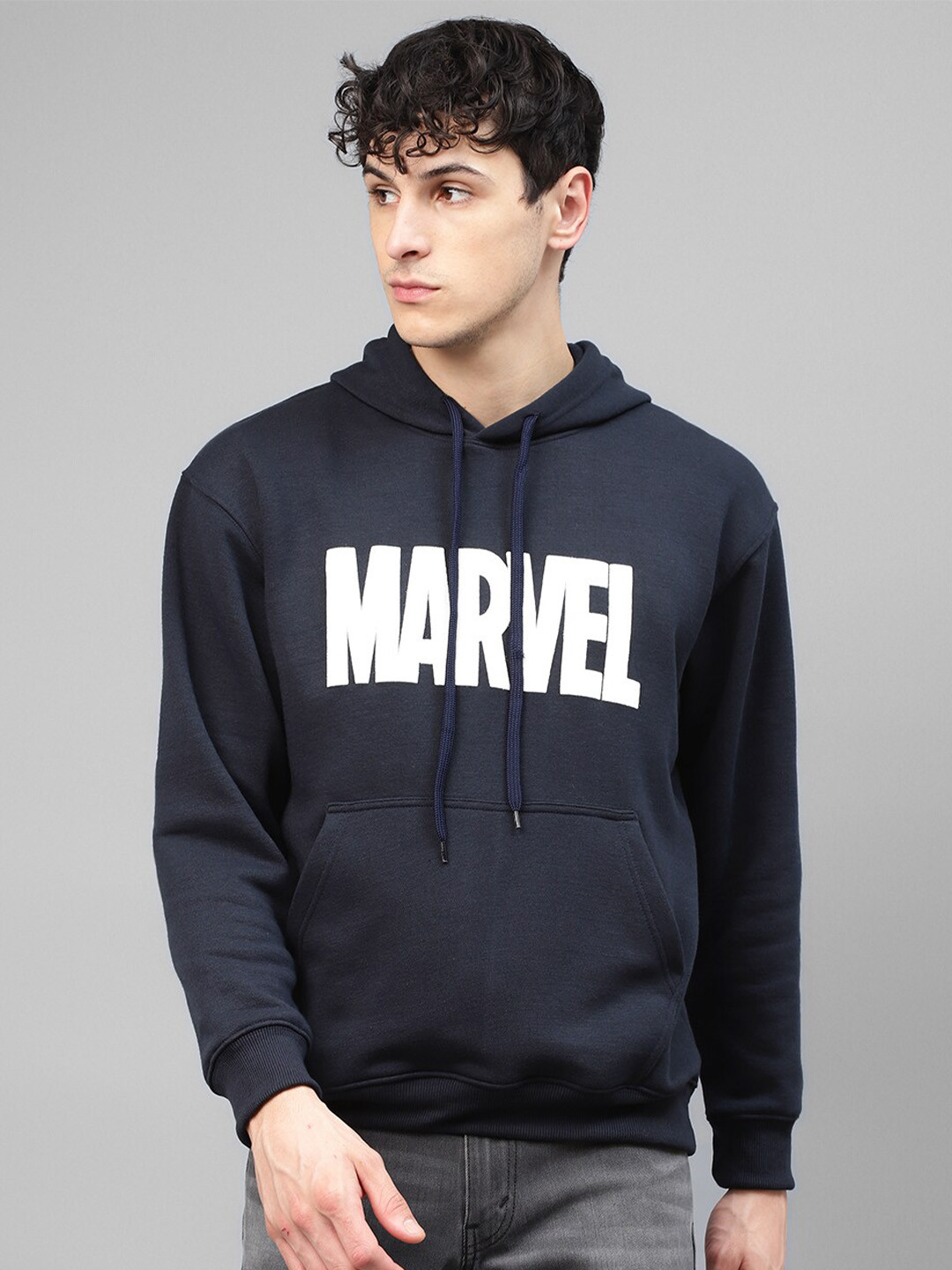 

Kook N Keech Marvel Printed Hooded Sweatshirt, Navy blue