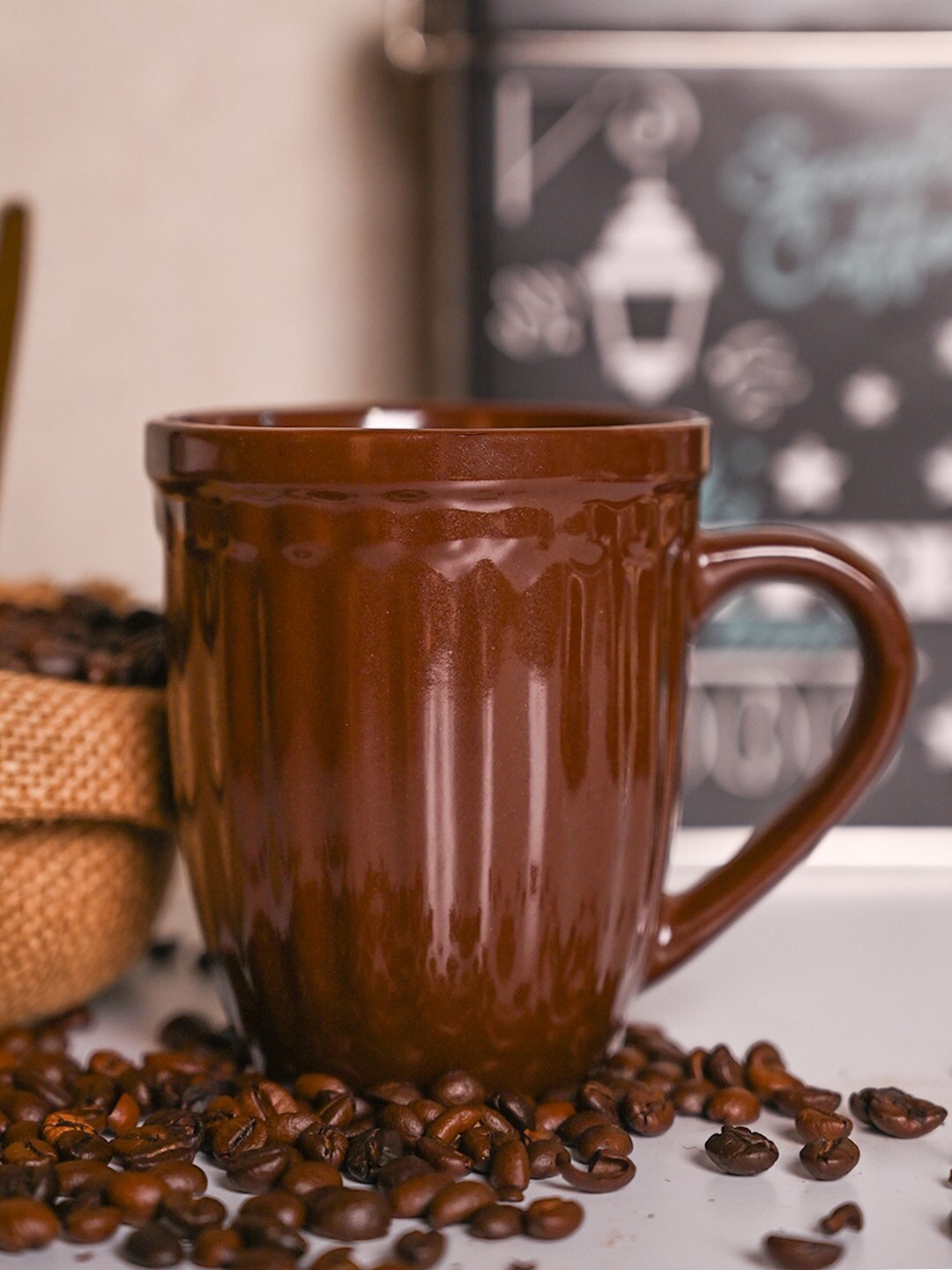 MARKET99 Brown Ceramic Glossy Mug 300ml