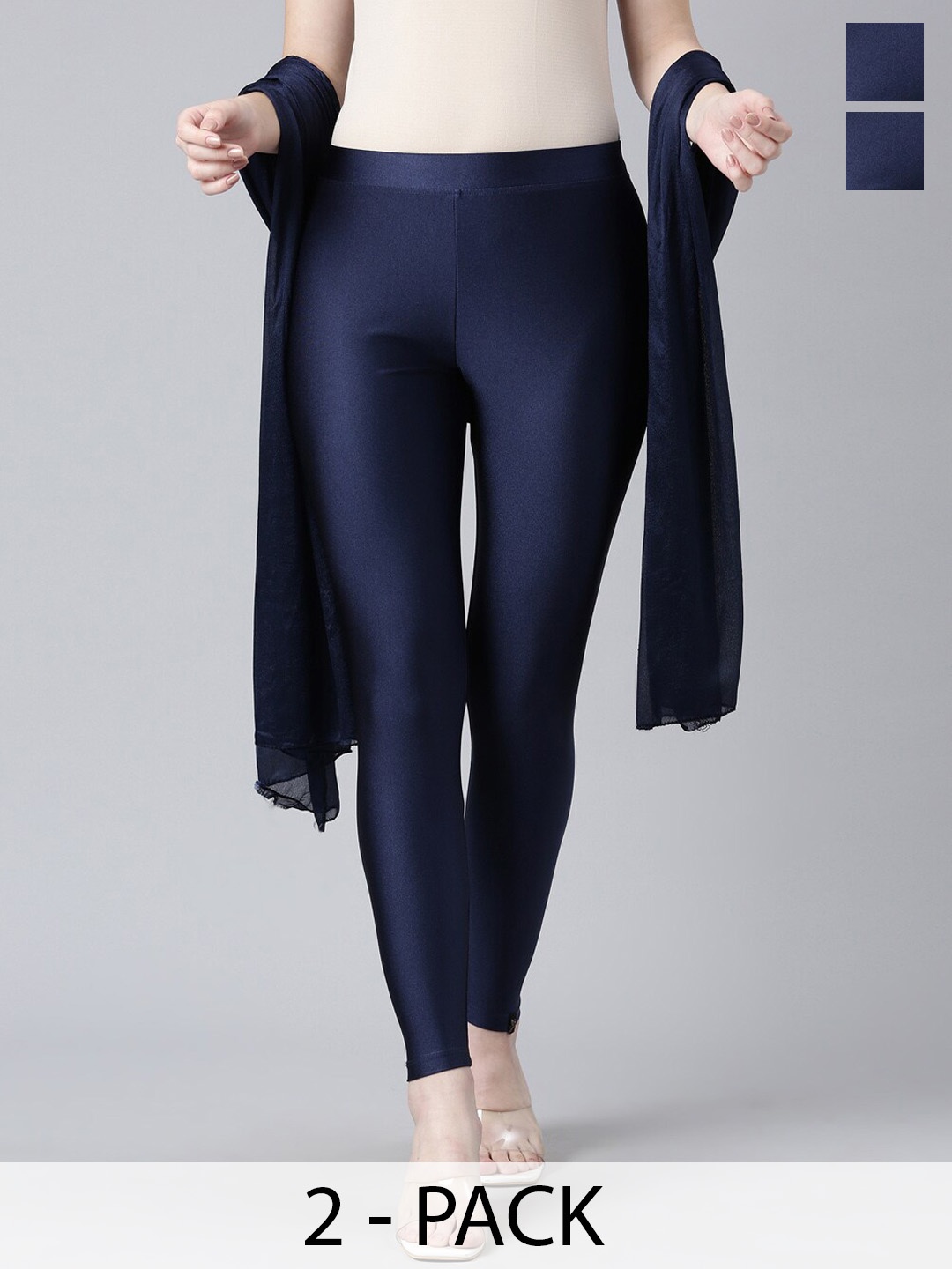 

TWIN BIRDS Pack Of 2 Shimmer Dupattas, Navy blue