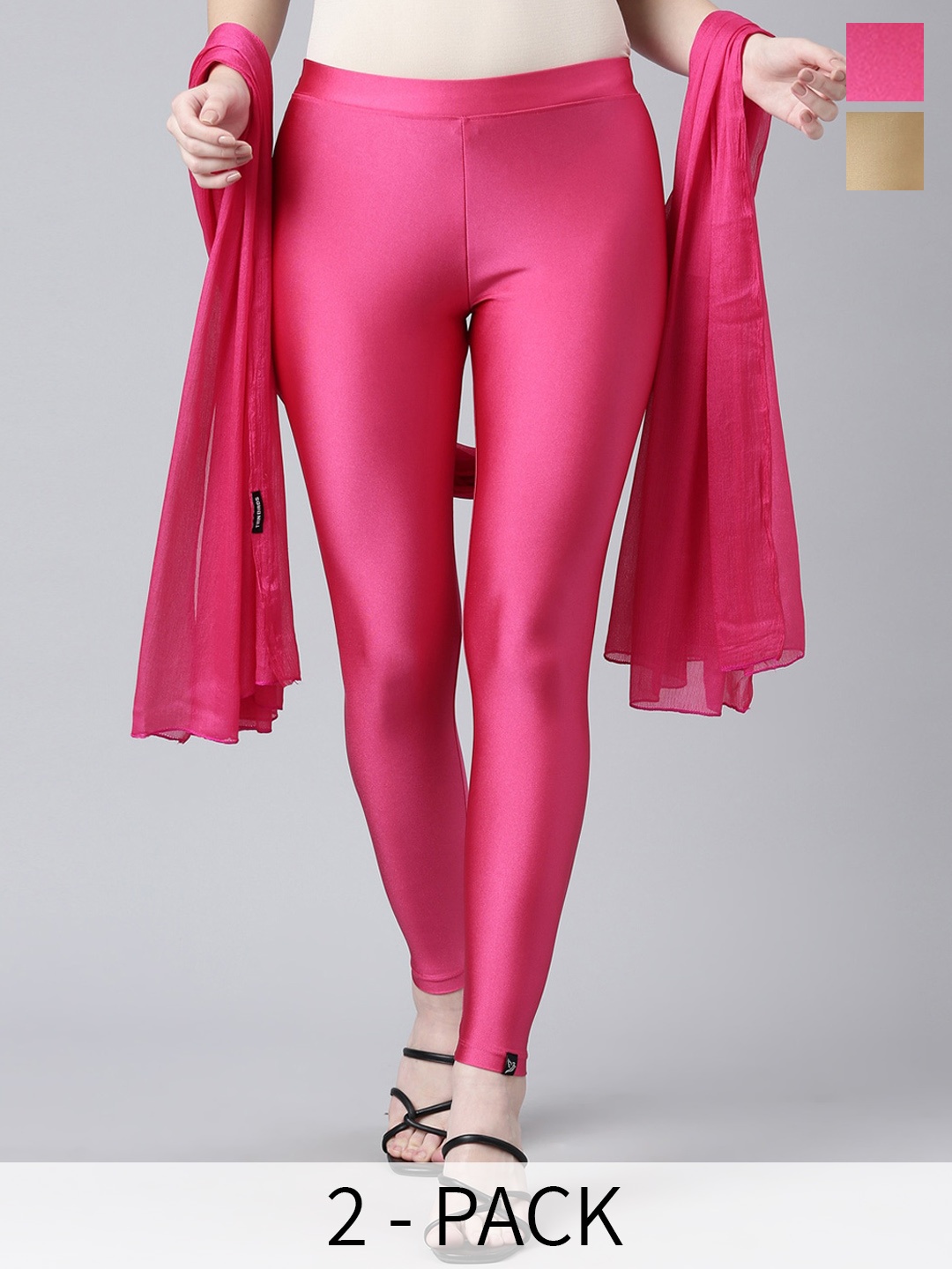 

TWIN BIRDS Pack Of 2 Shimmer Lightweight Dupatta, Pink