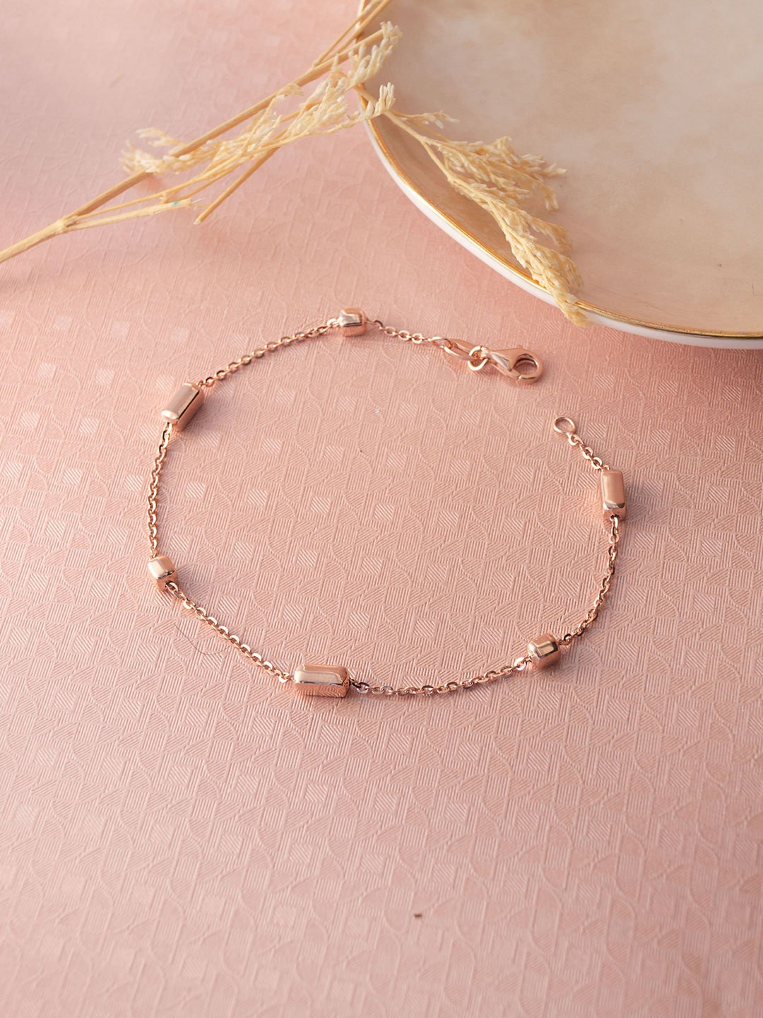 

MANNASH Sterling Silver Rose Gold Plated Link Bracelet