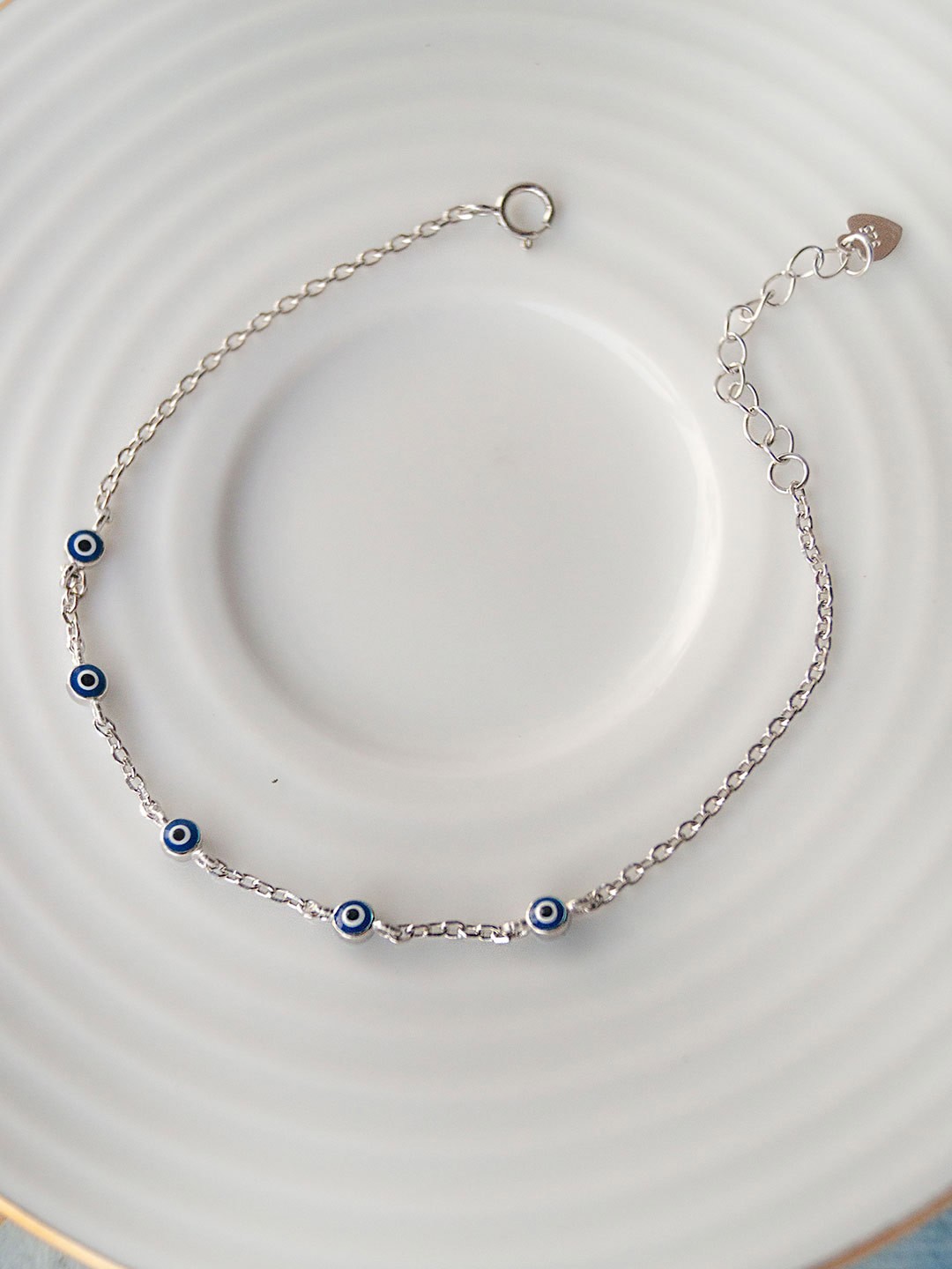 

MANNASH Sterling Silver Rhodium Plated Evil Eye Link Bracelet