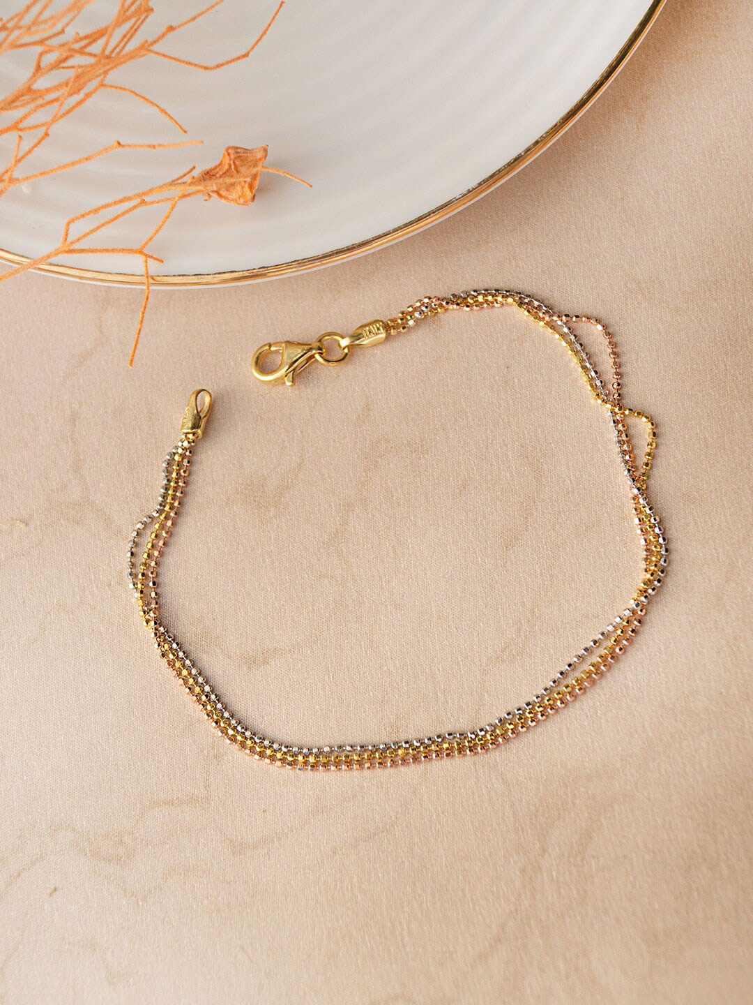 

MANNASH Women Sterling Silver Rhodium-Plated Link Bracelet, Gold