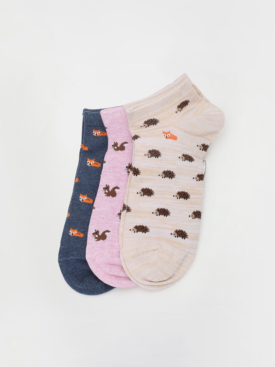 

max Pack Of 3 Ankle-Length Socks, Pink