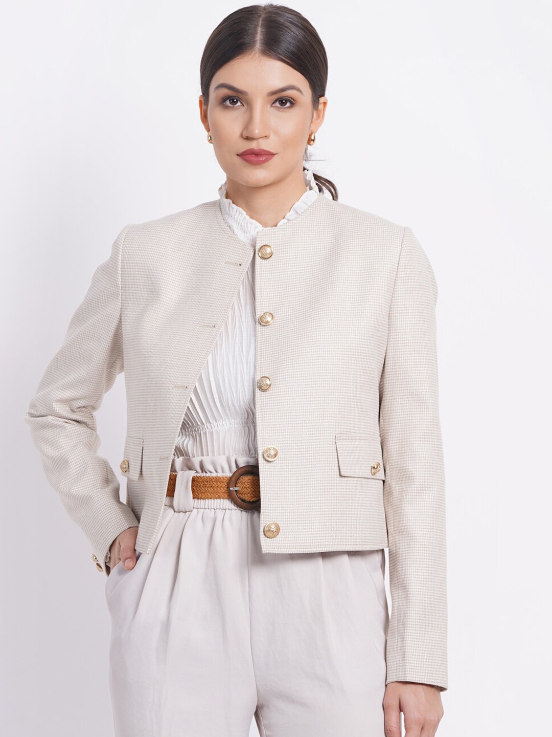 

AUDSTRO Women Bandhagala Blazer, White