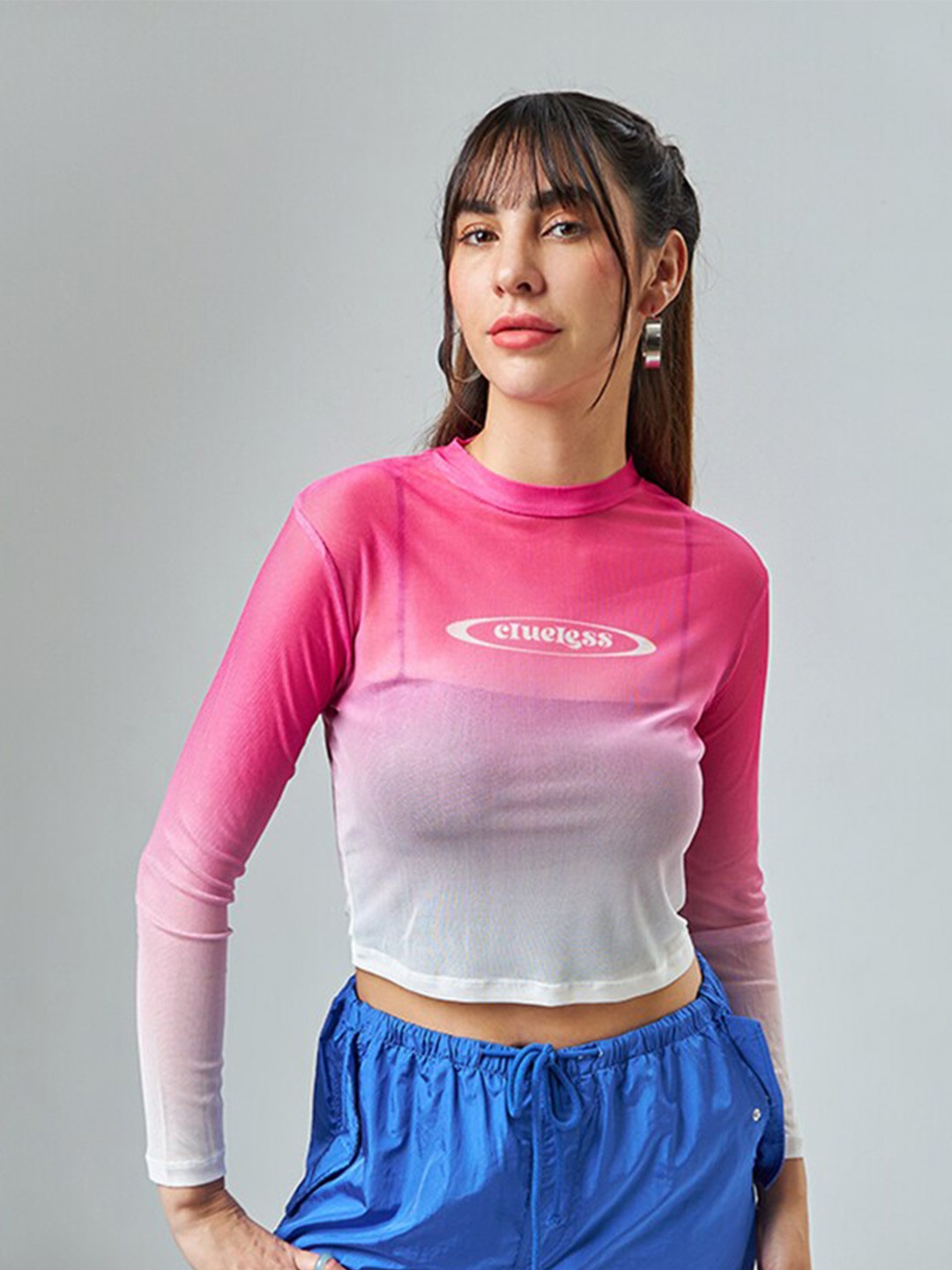 

Bewakoof Ombre Dyed Fitted Crop Top, Pink