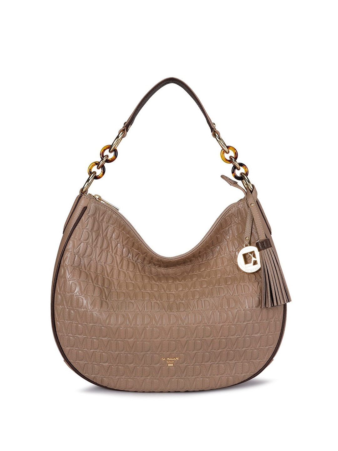 

Da Milano Textured Leather Hobo Bag, Grey