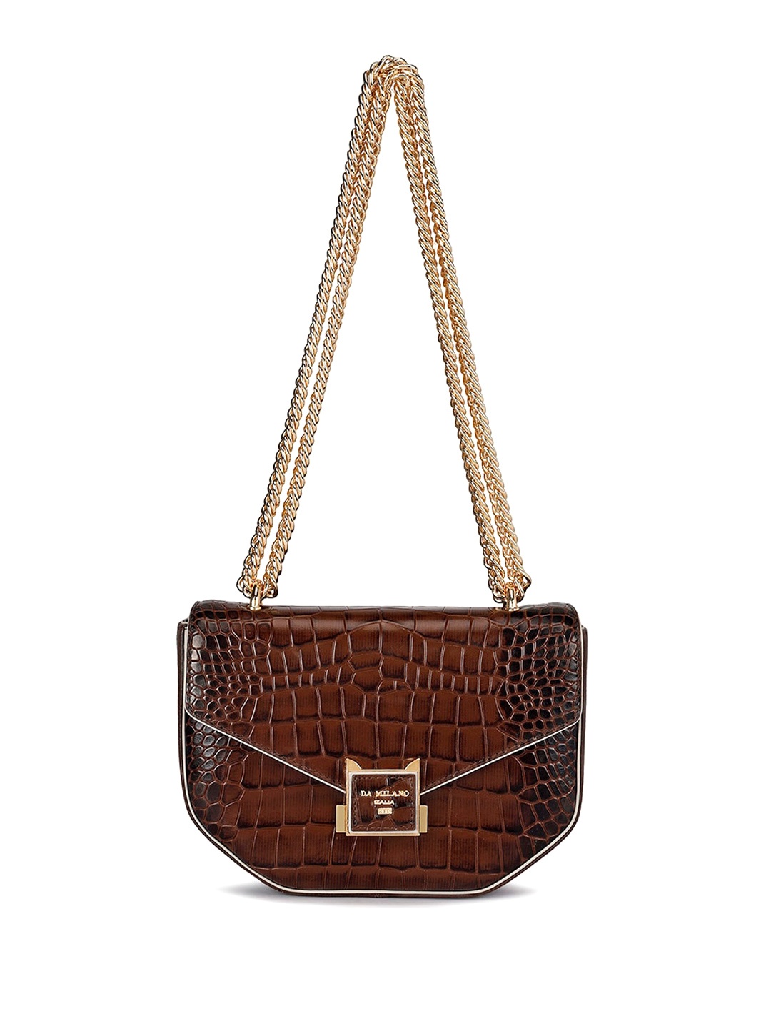 

Da Milano Textured Structured Leather Sling Bag, Brown