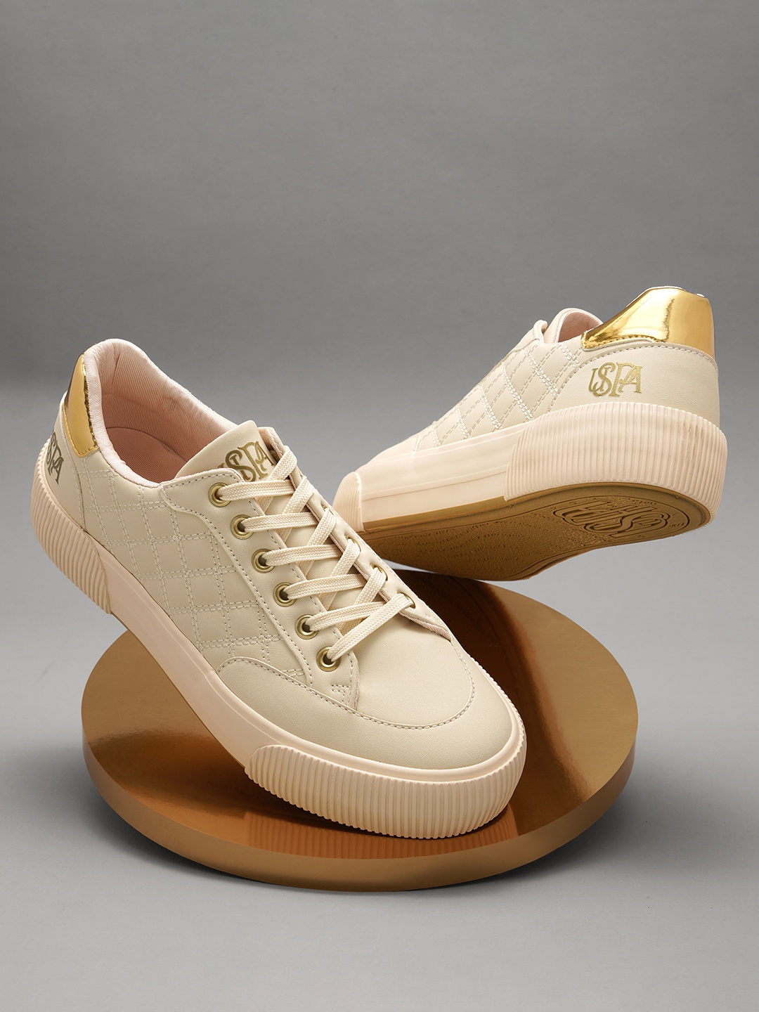 

U.S. Polo Assn. Women Textured PU Sneakers, Nude