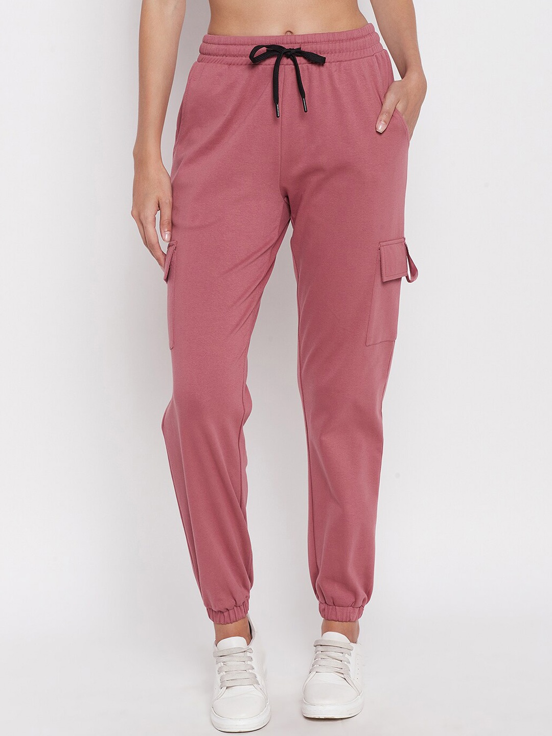 

MADAME M SECRET Women Mid-Rise Cotton Joggers, Pink