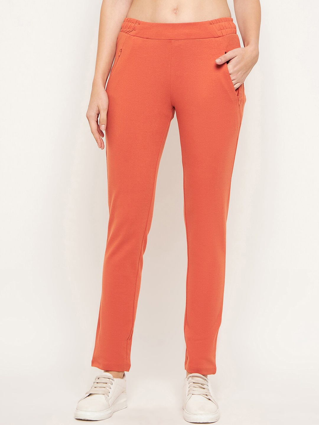 

MADAME M SECRET Women Regular Fit Mid-Rise Cotton Track Pants, Rust