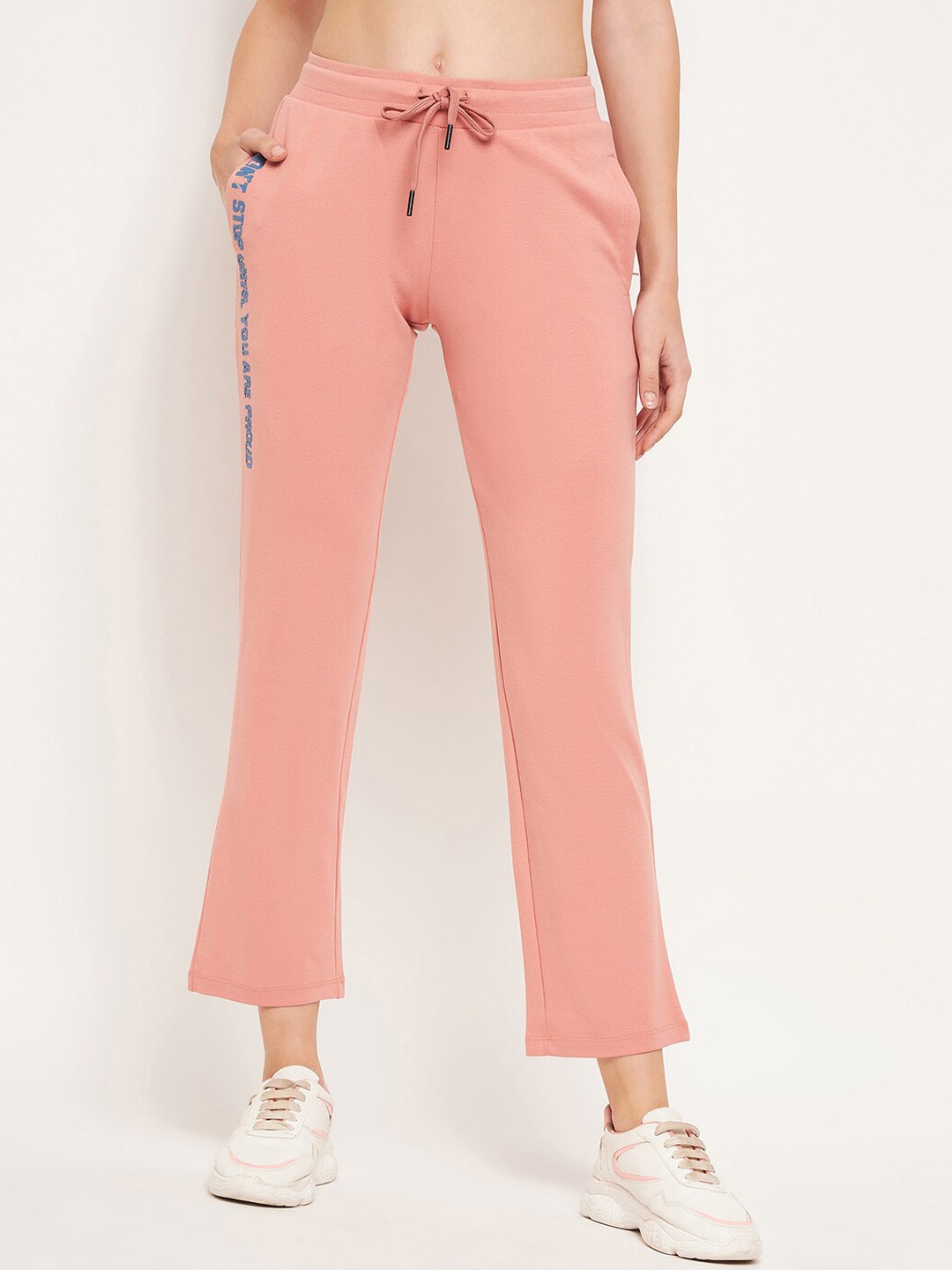 

MADAME M SECRET Women Mid-Rise Cotton Bootcut Track Pants, Pink