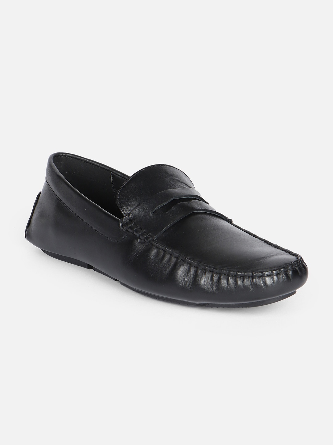 

Van Heusen Men Square Toe Leather Loafers, Black