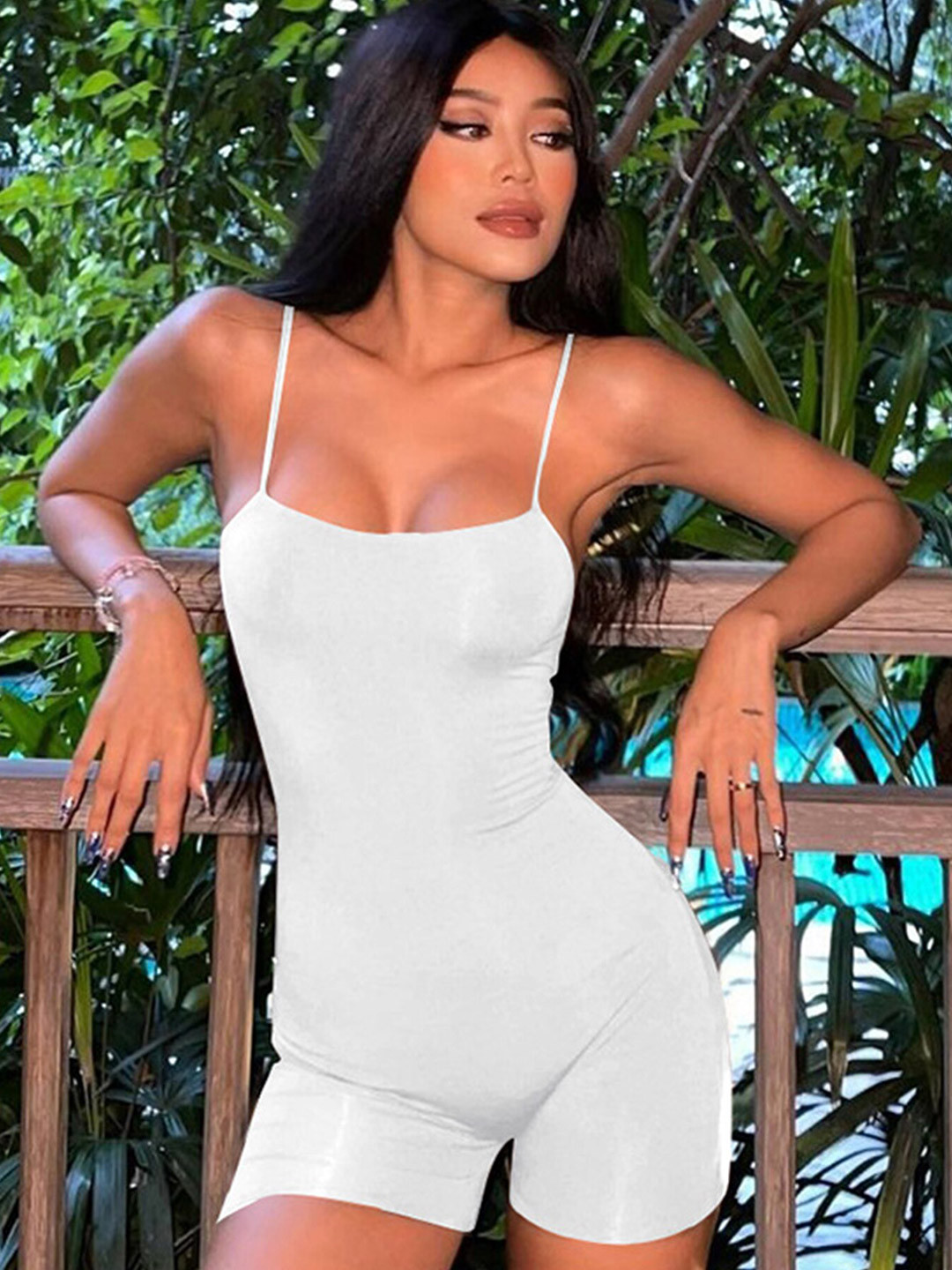 

LULU & SKY Shoulder Straps Jumpsuit, White