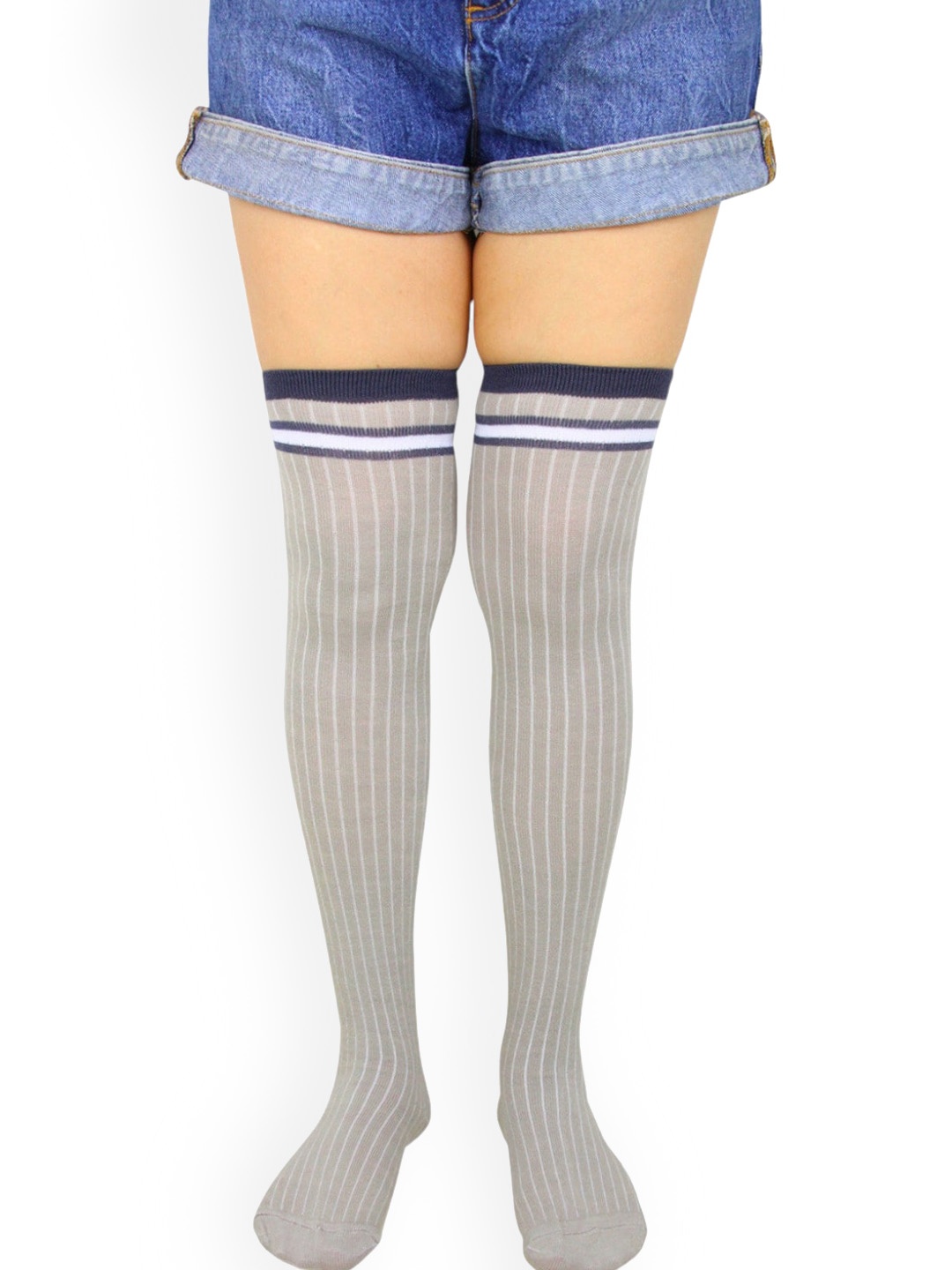 

BAESD Striped Stockings, Grey