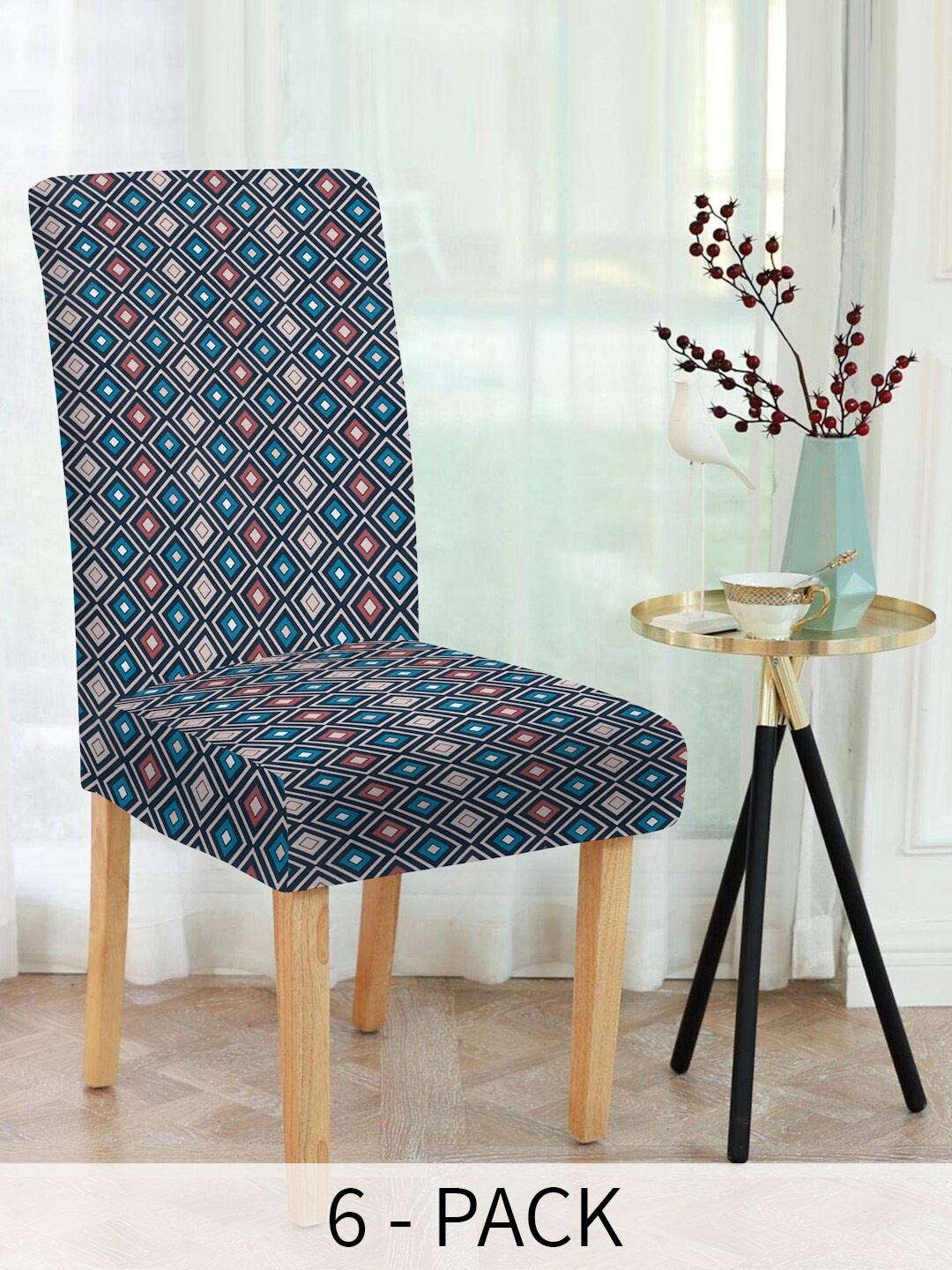 

Slushy Mushy Pack Of 6 Orange & Blue Checked Chair Cover