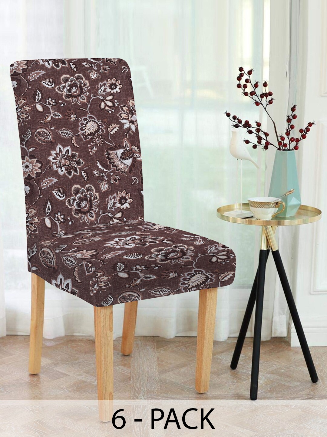 

Slushy Mushy Pack Of 6 Brown Printed Chair Cover