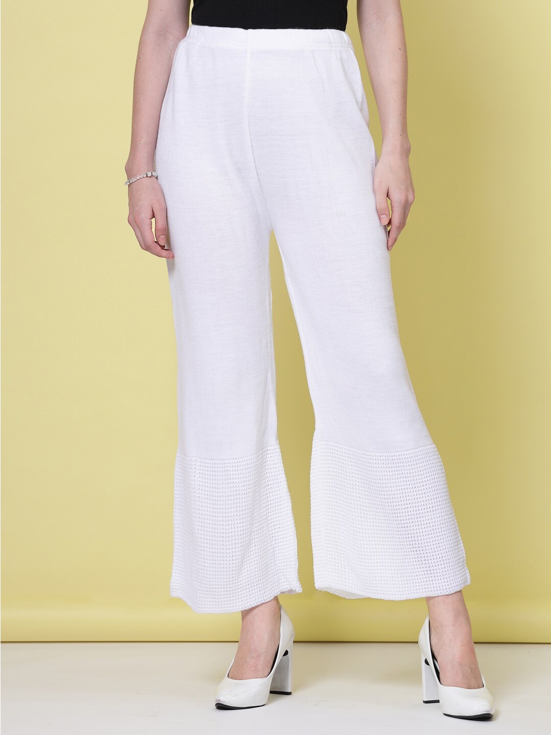 

Clora Creation Woollen Ethnic Palazzos, White