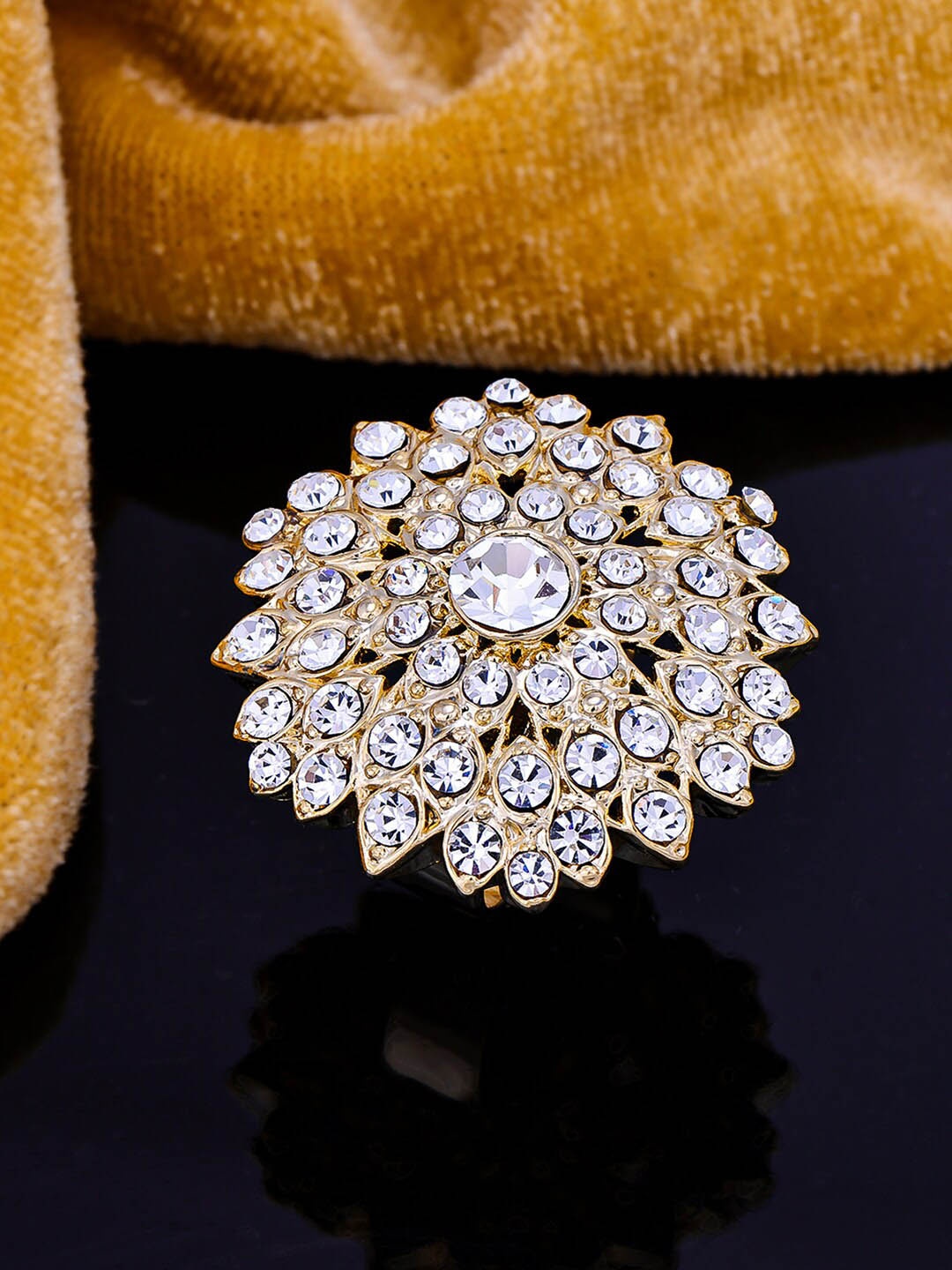 

Sukkhi Gold-Plated American Diamond Studded Finger Ring