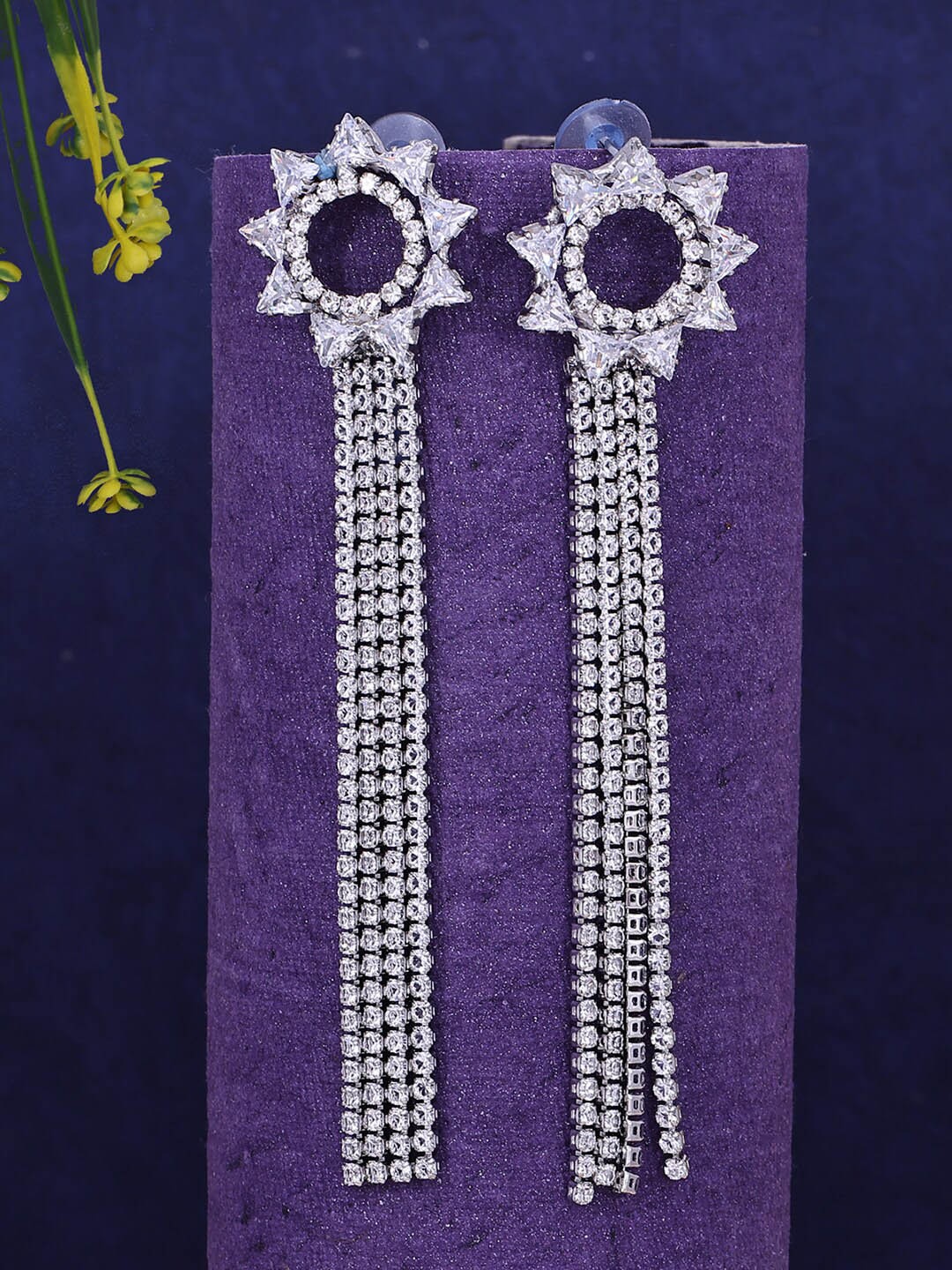 

Sukkhi Rhodium Plated Drop Earrings, Silver