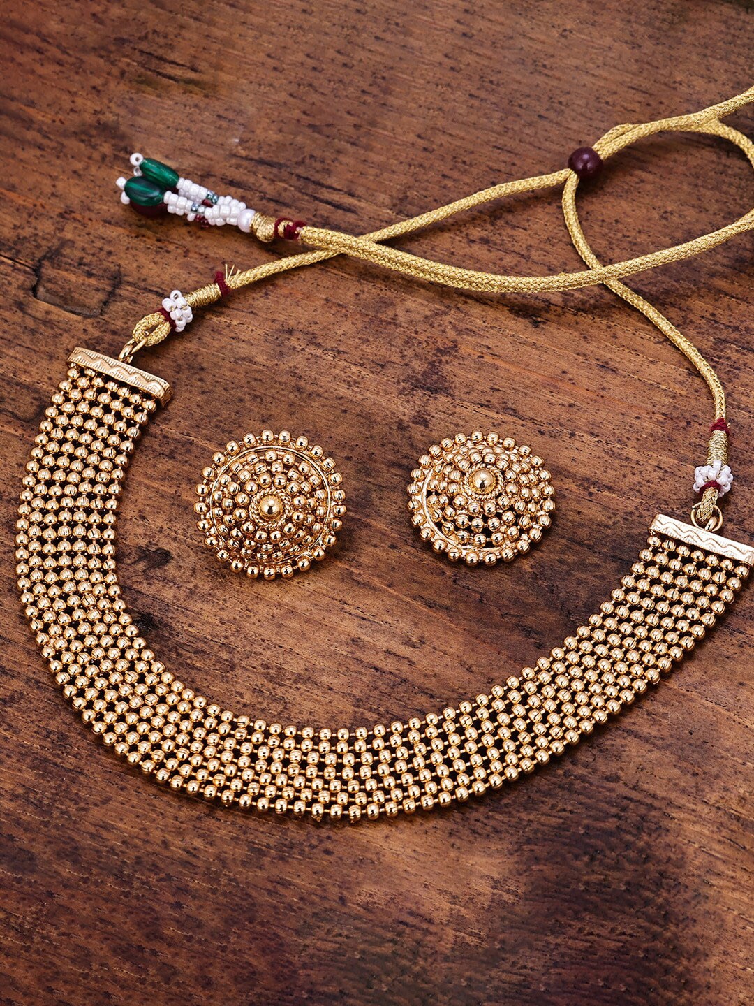 

Sukkhi Gold-Plated Choker Necklace With Studs Earrings Jewellery Set