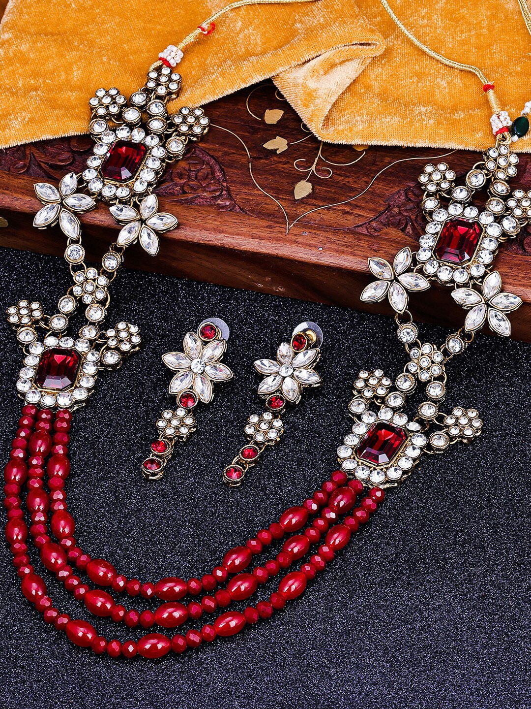 

Sukkhi Gold-Plated AD Stone Stubbed Jewellery Set, Maroon