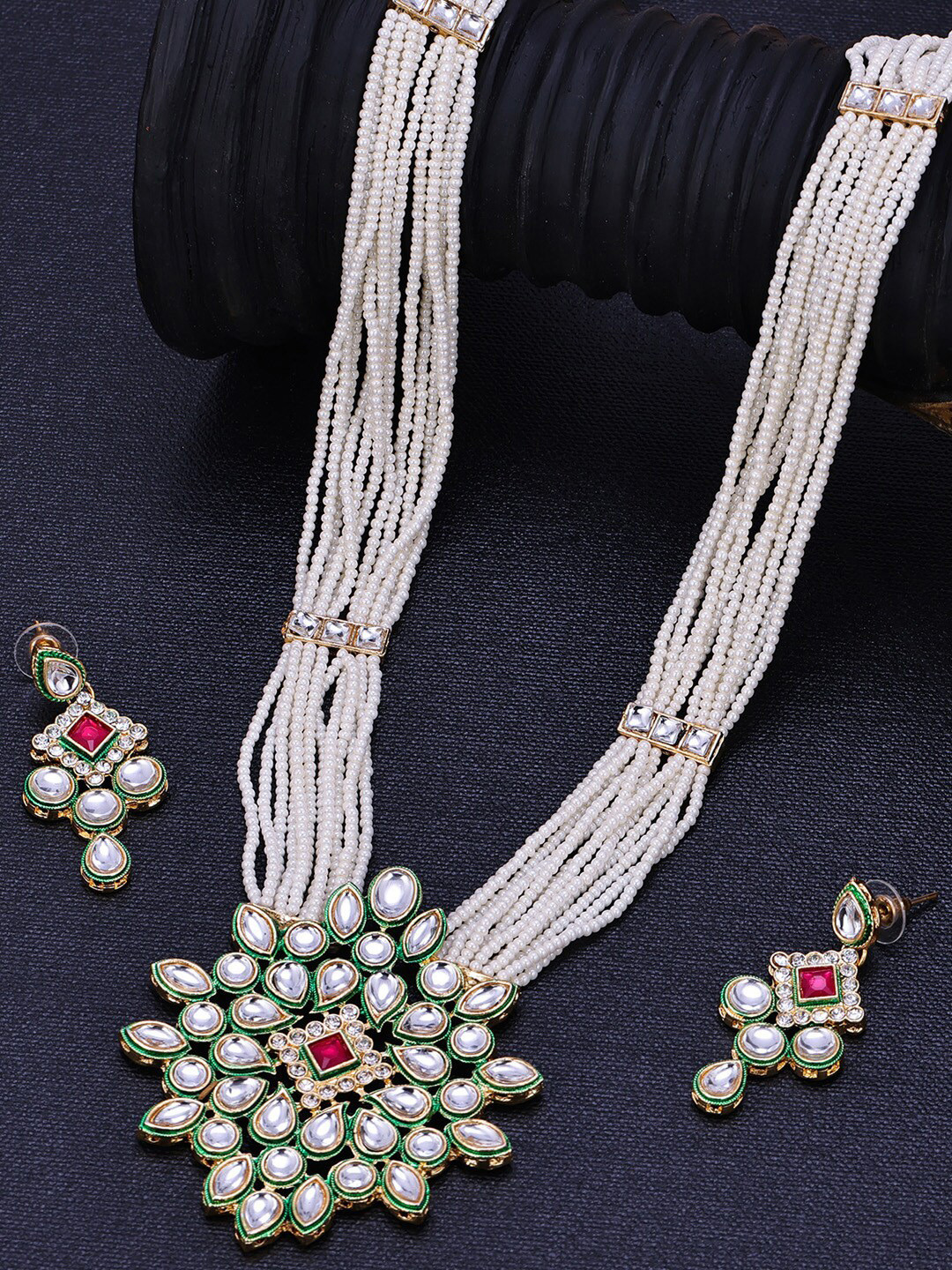 

Sukkhi Gold Plated AD Studded & Pearls Beaded Jewellery Set