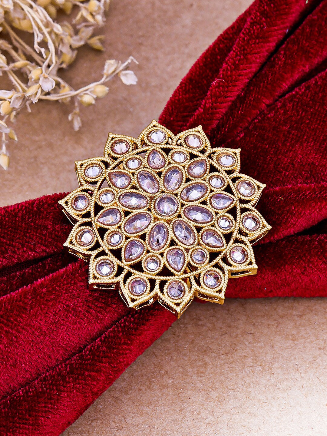 Sukkhi Gold-Plated American Diamond Studded Finger Ring