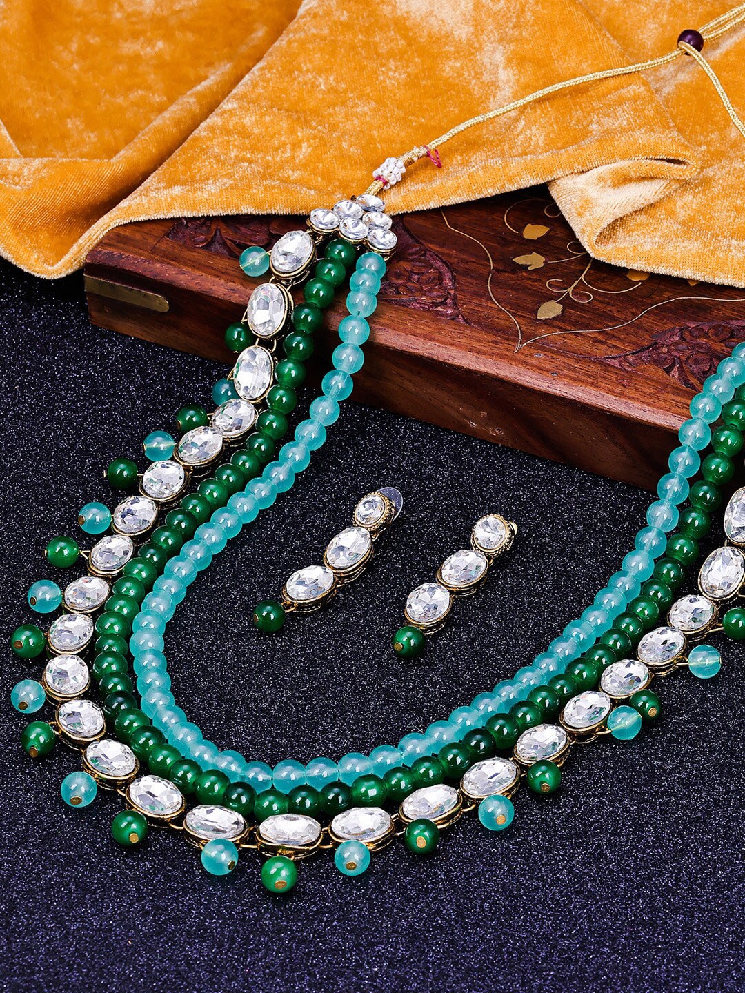 

Sukkhi Gold-Plated AD-Studded & Beaded Jewellery Set, White