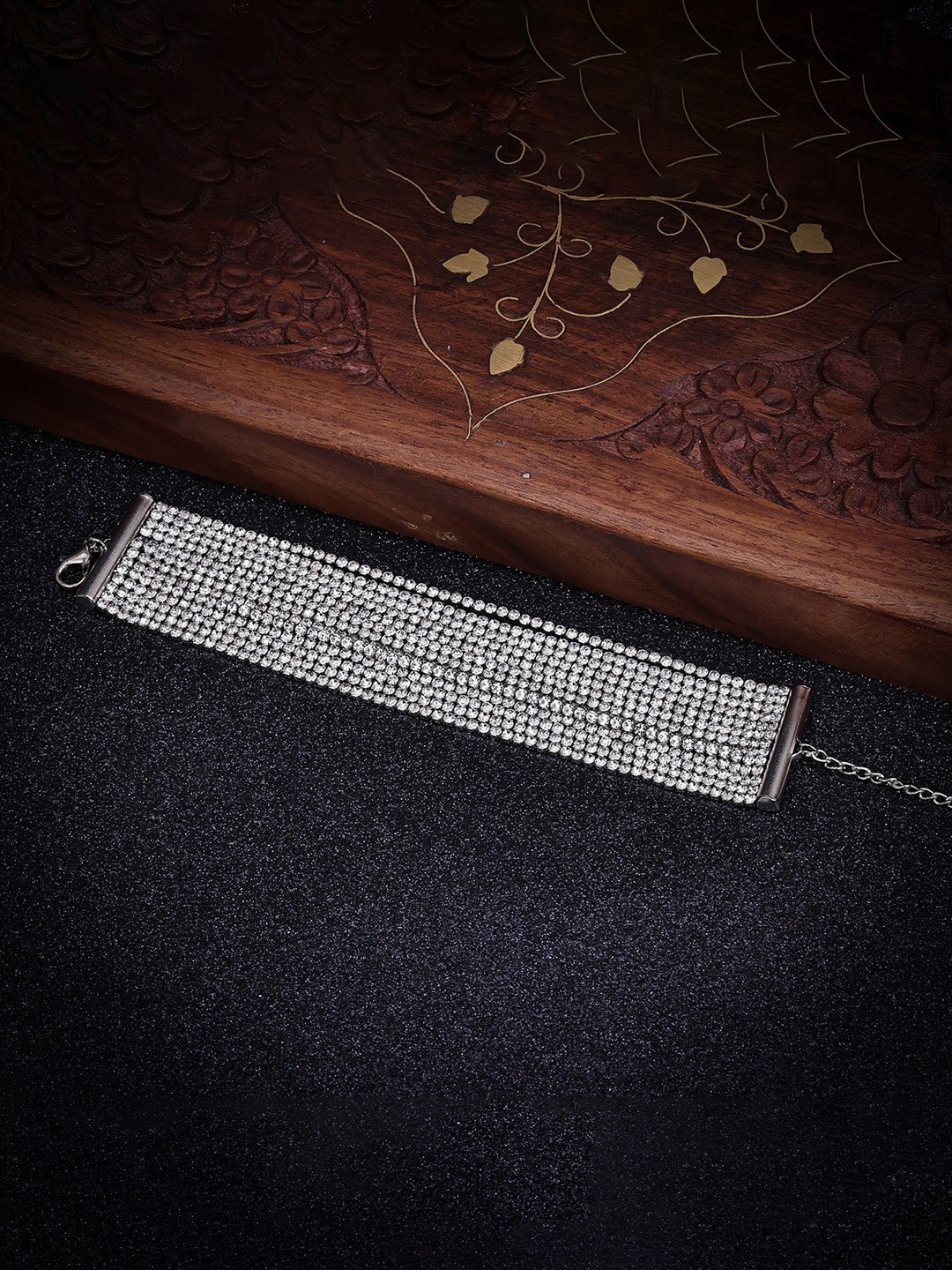 

Sukkhi Rhodium-Plated Stone-Studded Bracelet, Silver