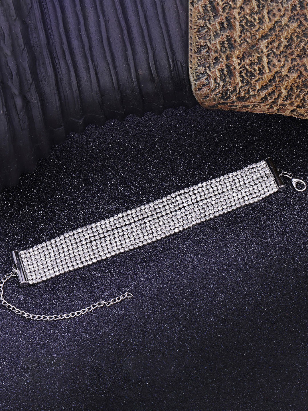 

Sukkhi Rhodium-Plated Stone-Studded Bracelet, Silver