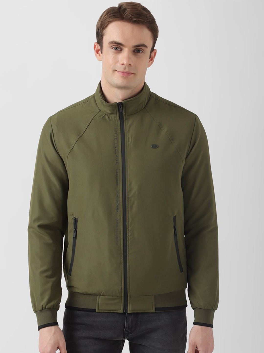 

Peter England Casuals Long Sleeves Bomber Jacket, Olive