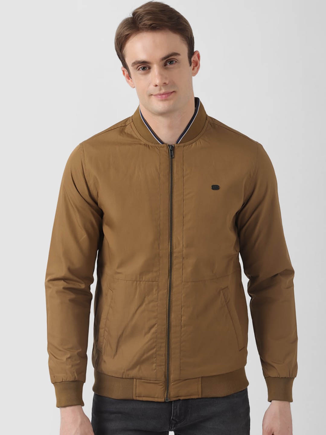 

Peter England Casuals Stand Collar Bomber Jacket, Brown