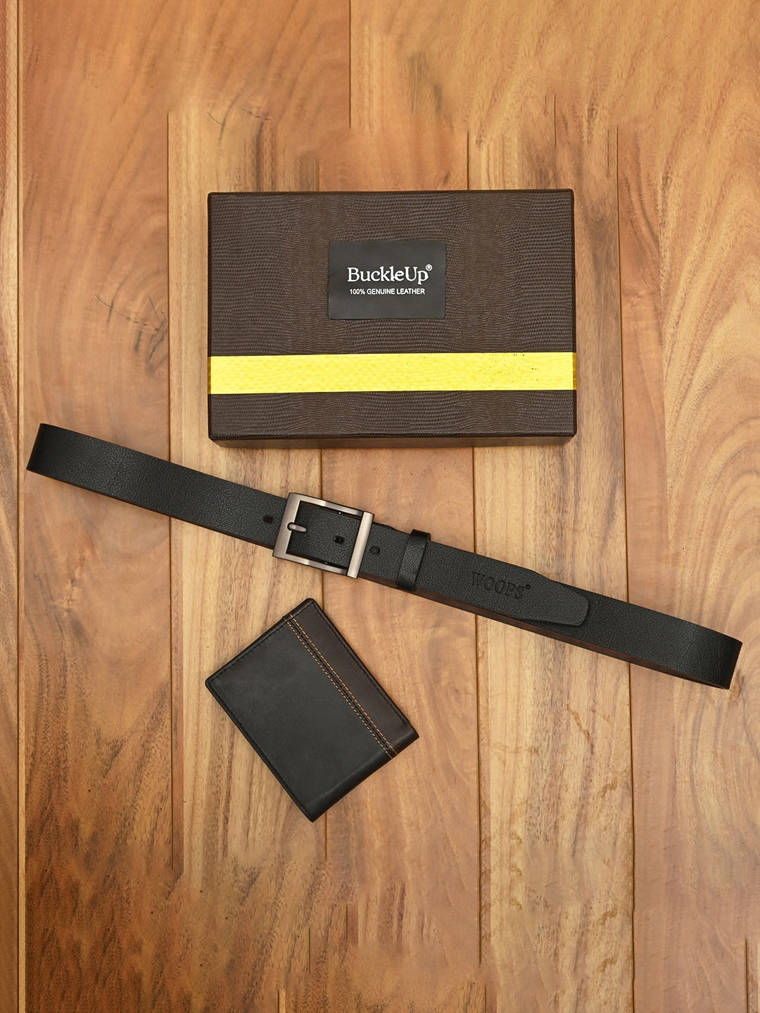 

BuckleUp Men Belt & Wallet Accessory Gift Set, Black