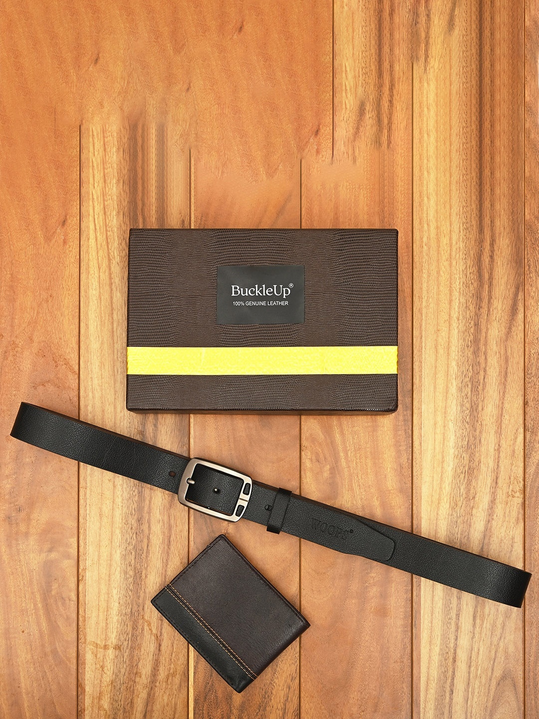 

BuckleUp Men Belt & Wallet Accessory Gift Set, Black