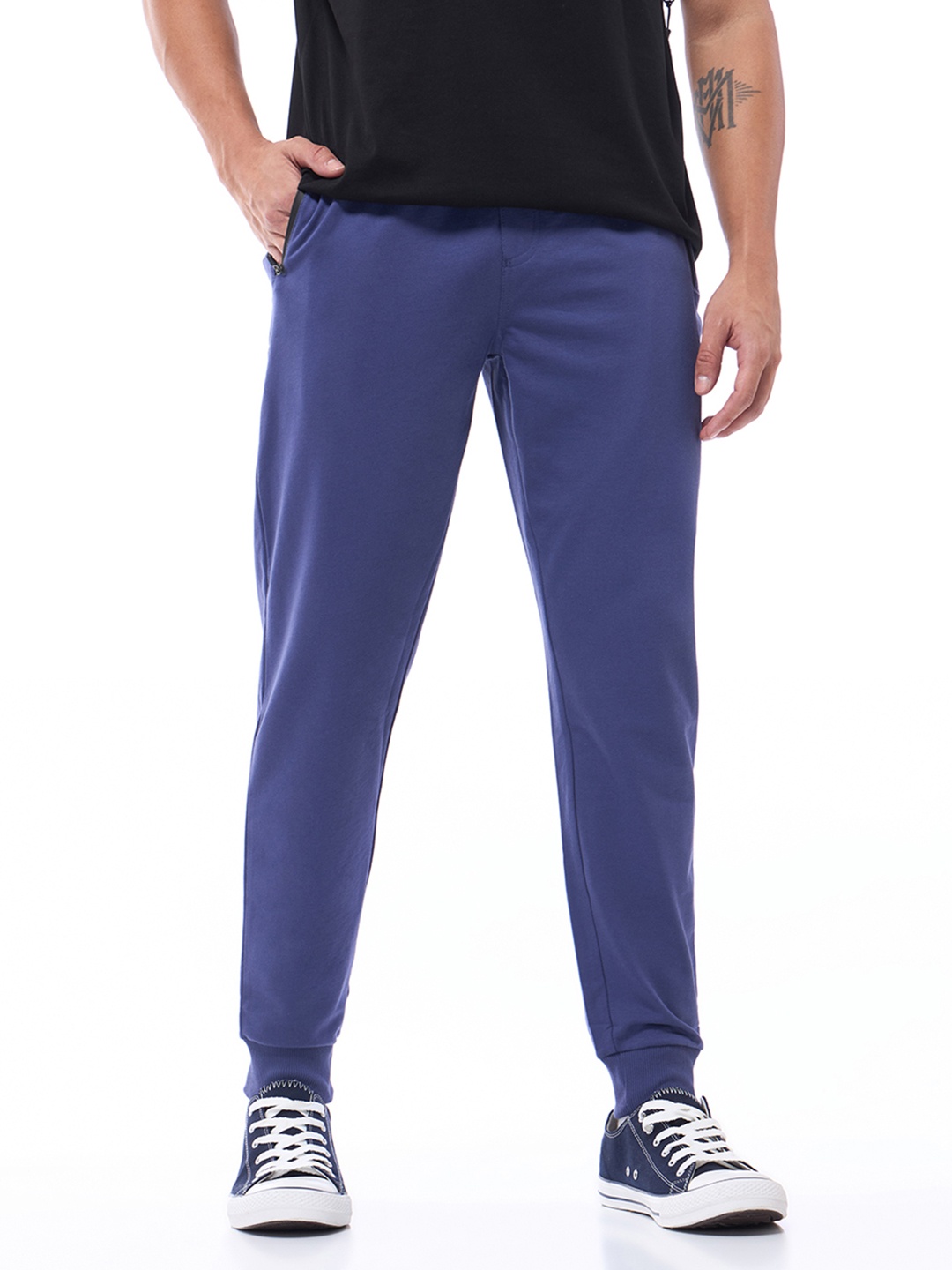 

Bewakoof Men Blue Cotton Regular Fit Track Pants